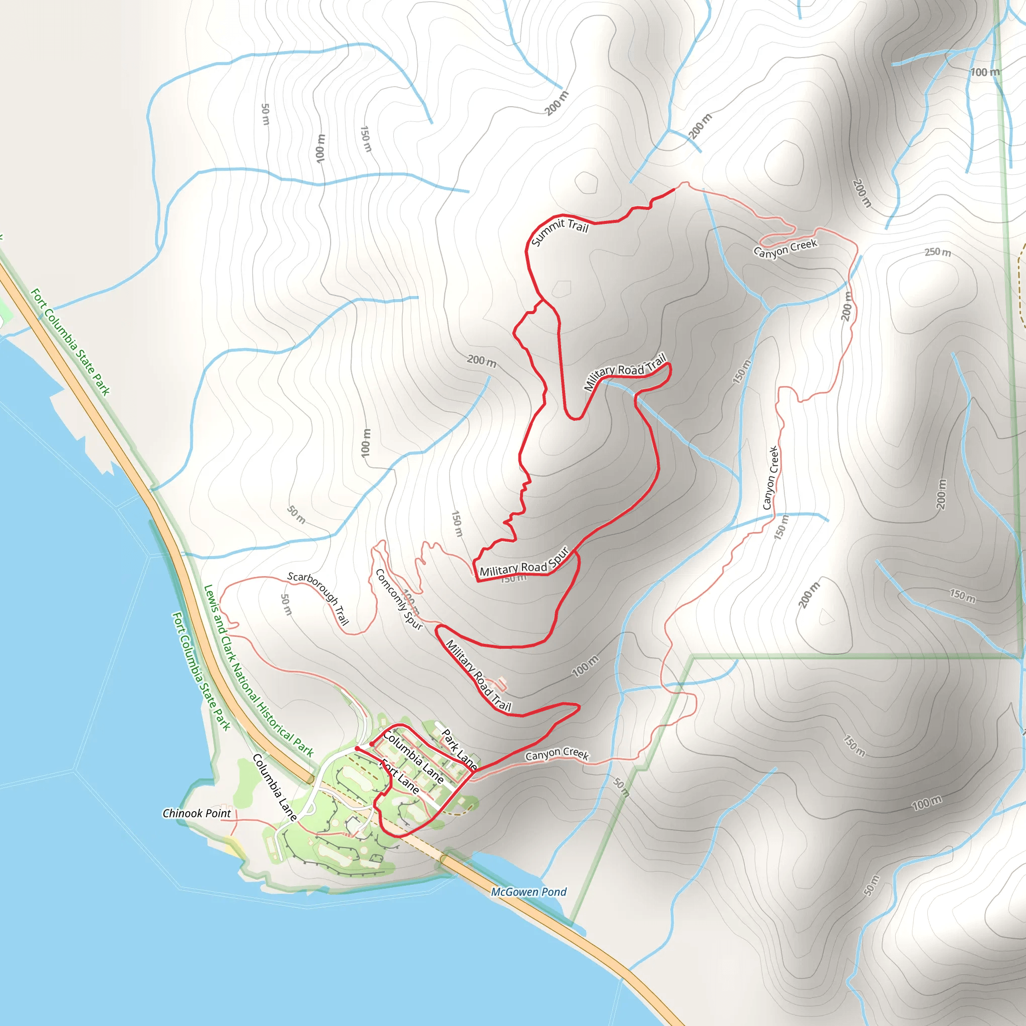 Military Road Trail and Scarborough Trail mobile static map