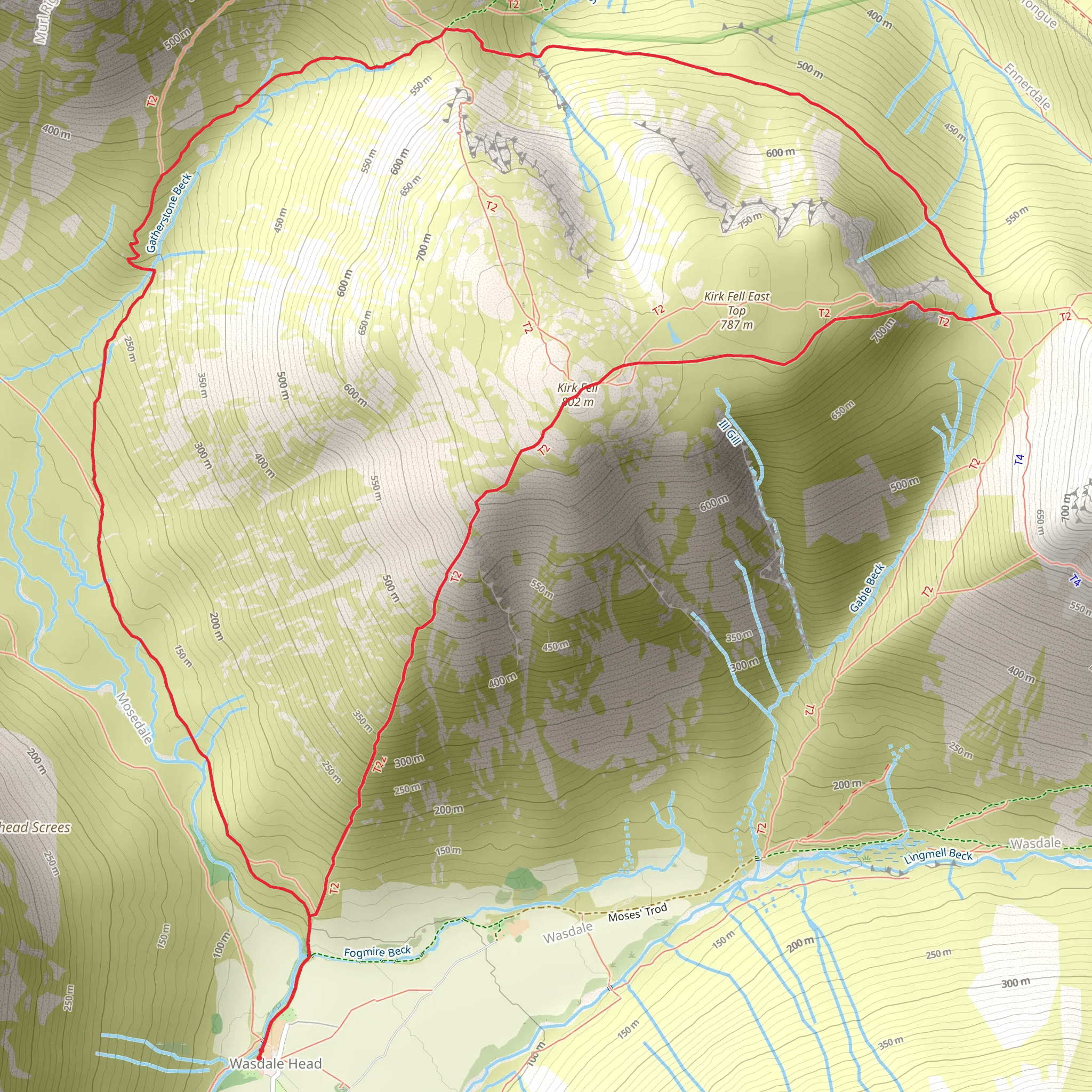 Beck Head and Kirk Fell Loop mobile static map