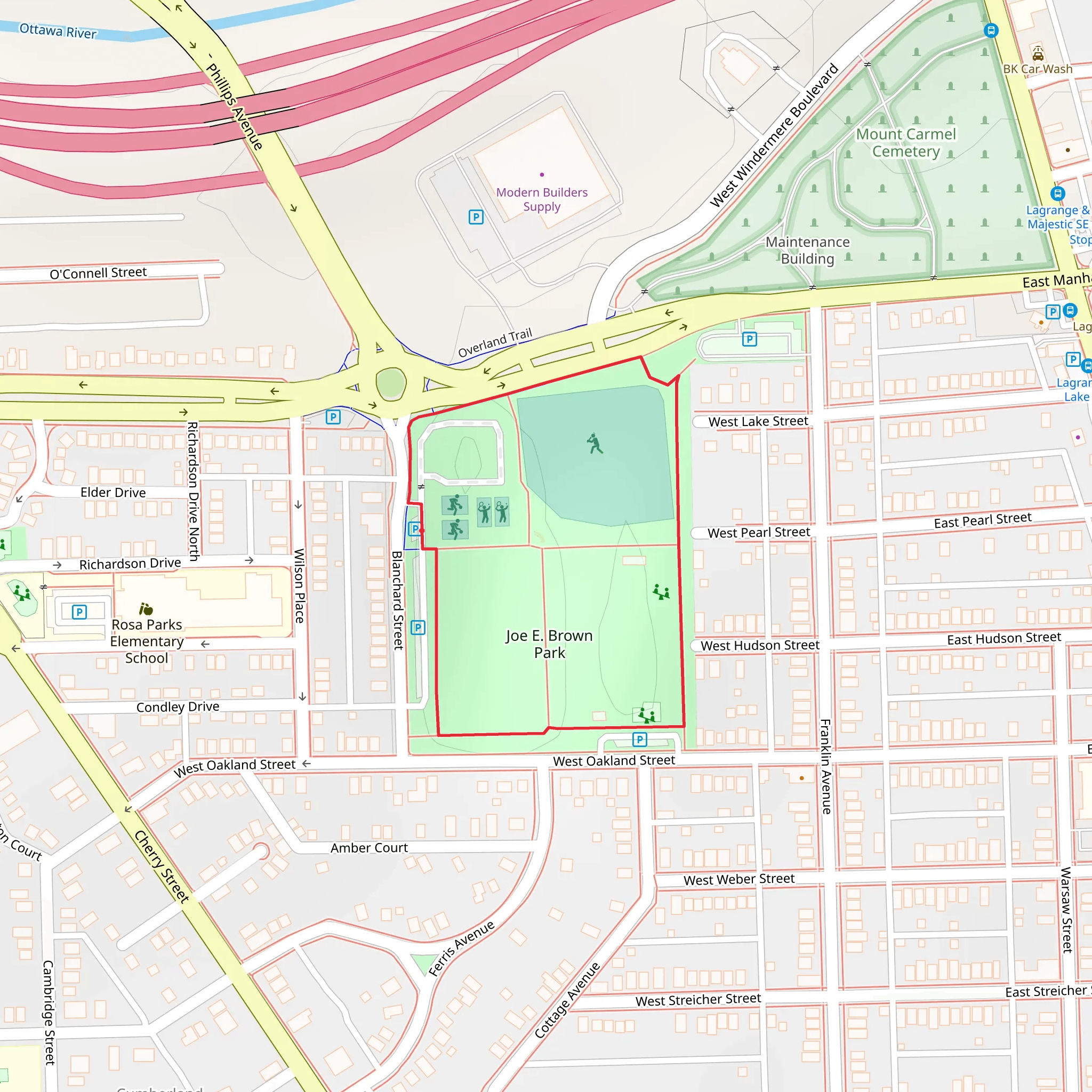 Joe E Brown Park Loop mobile static map