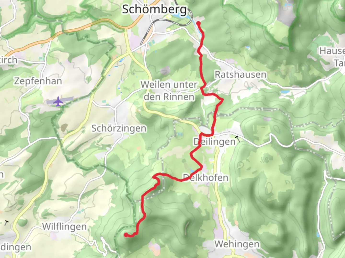 An image depicting the trail Schlichemtalsperre to Lemberg Walk via Oberhohenberg and its surrounding area.