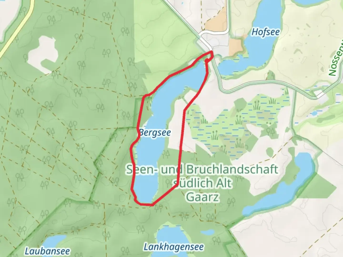 An image depicting the trail Bergsee Loop and its surrounding area.