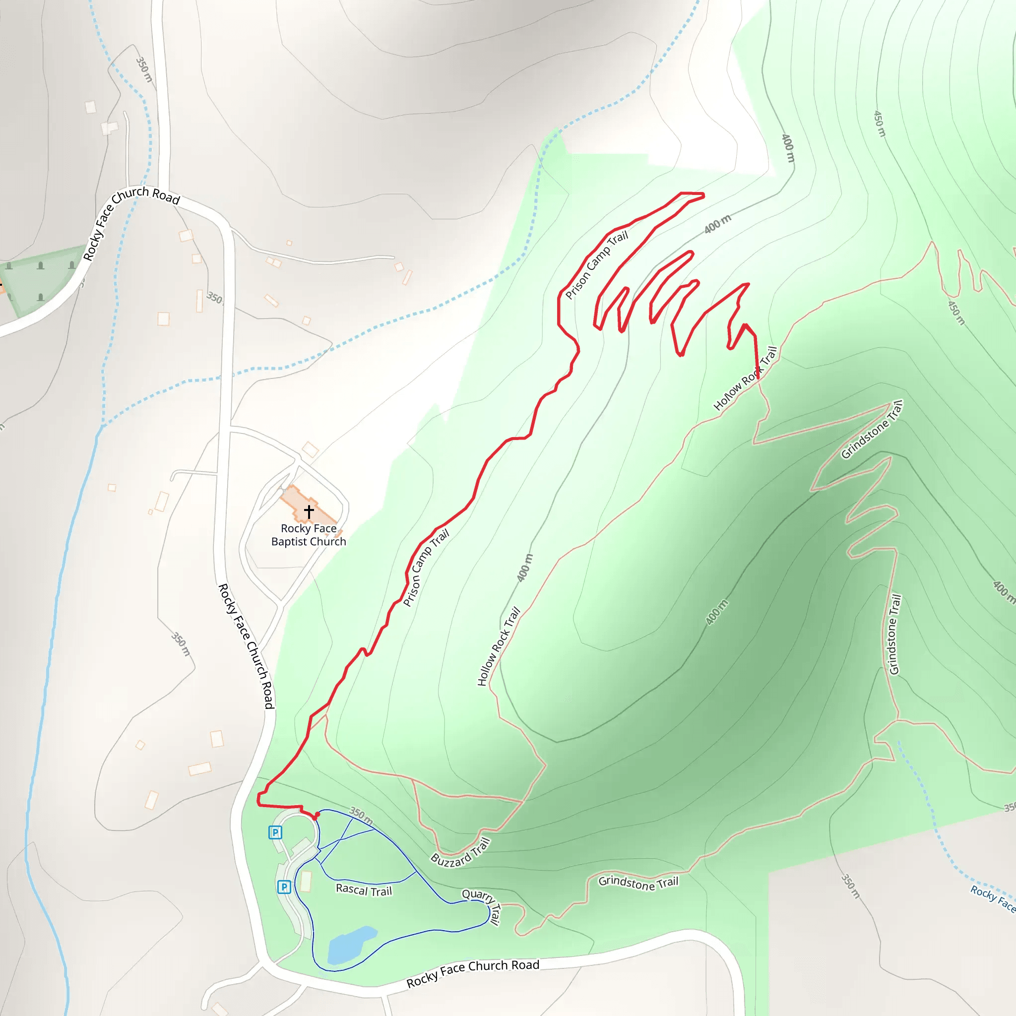 Prison Camp Trail Out and Back mobile static map