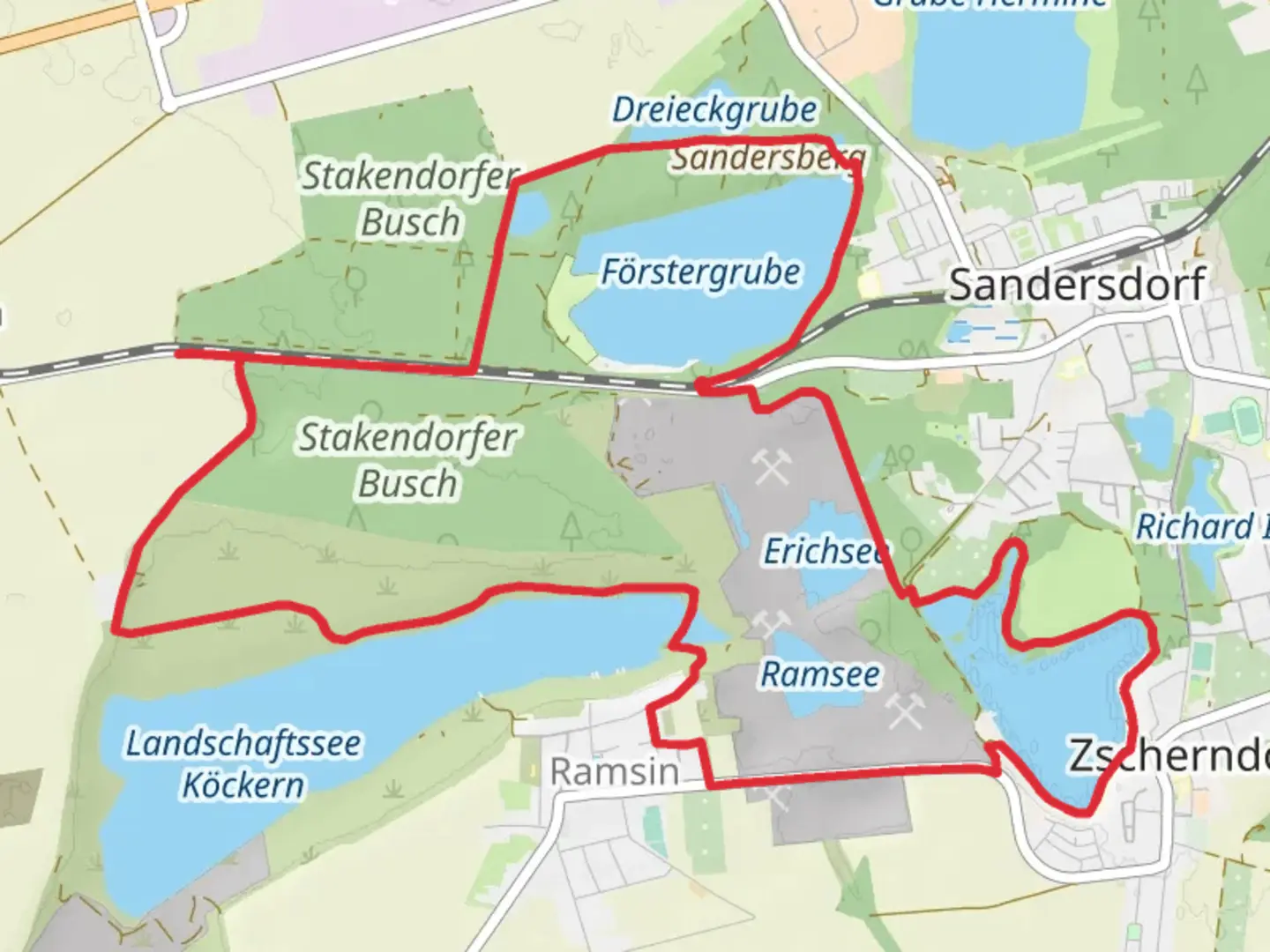 An image depicting the trail Forstergrube and Postgrube Loop and its surrounding area.