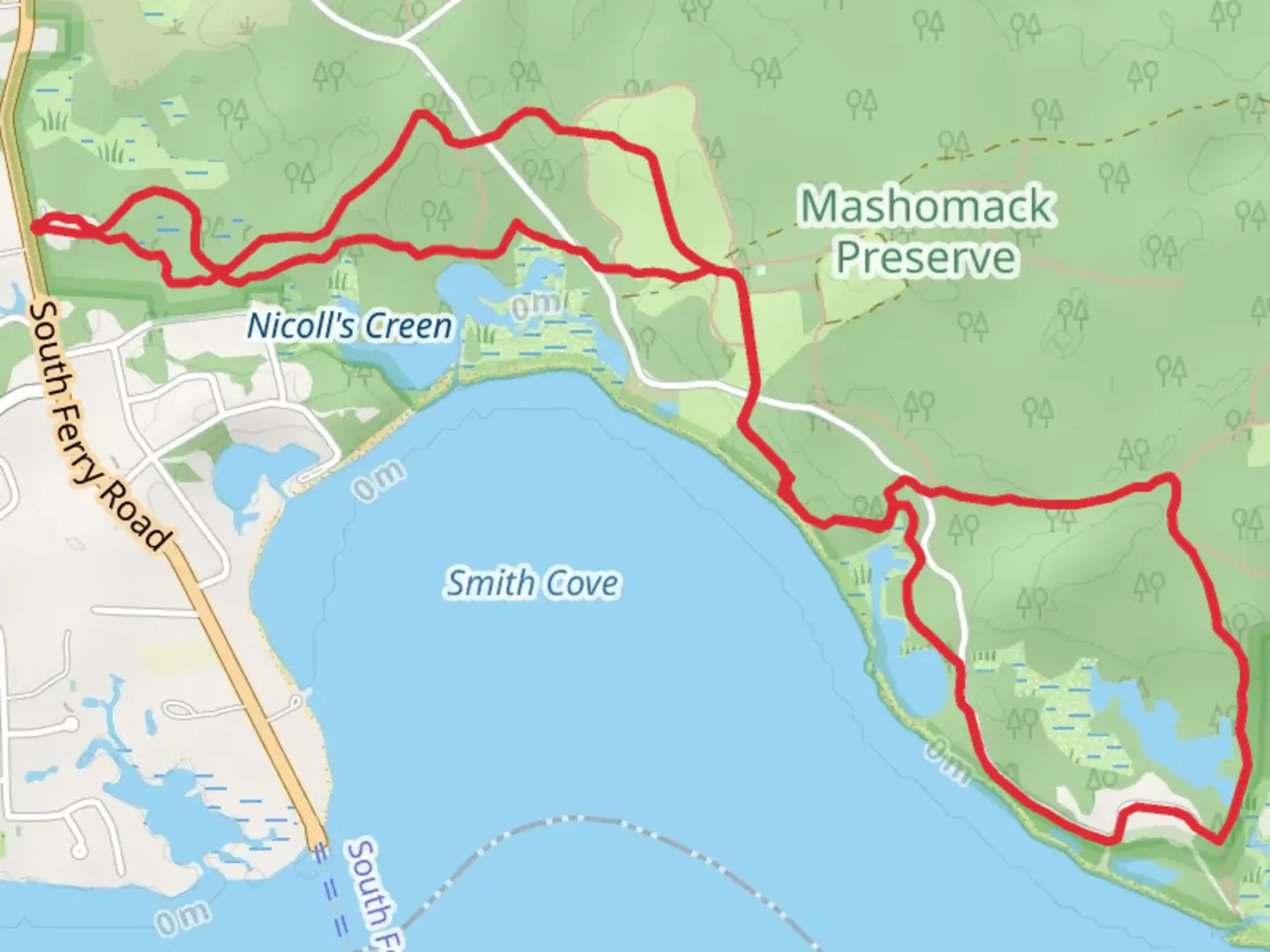 An image depicting the trail Suffolk County - Nicoll's Green Loop Trail and its surrounding area.