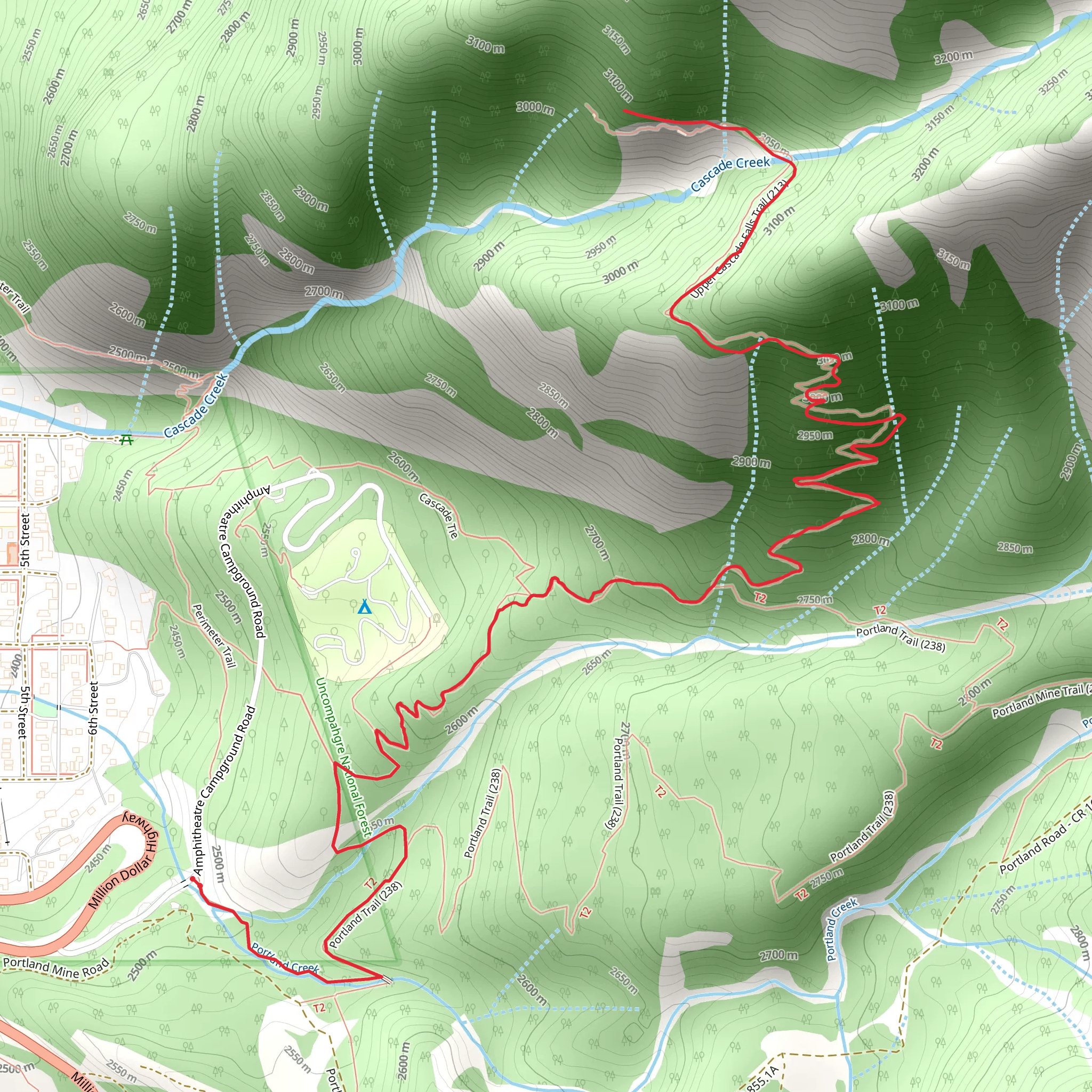 Upper Cascade Falls Trail mobile static map