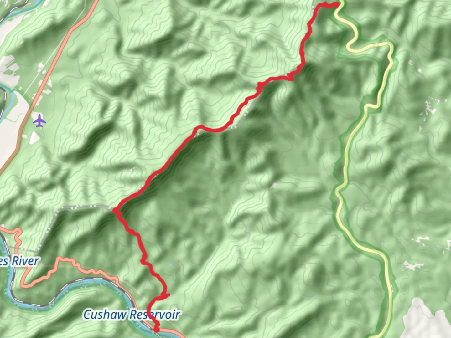 An image depicting the trail Big Rocky Row, Bluff Mountain and Punchbowl Mountain via Appalachian Trail and its surrounding area.