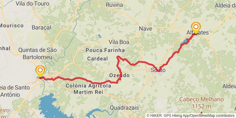 GR 22 - Historical Villages Of Portugal stage 3 Map