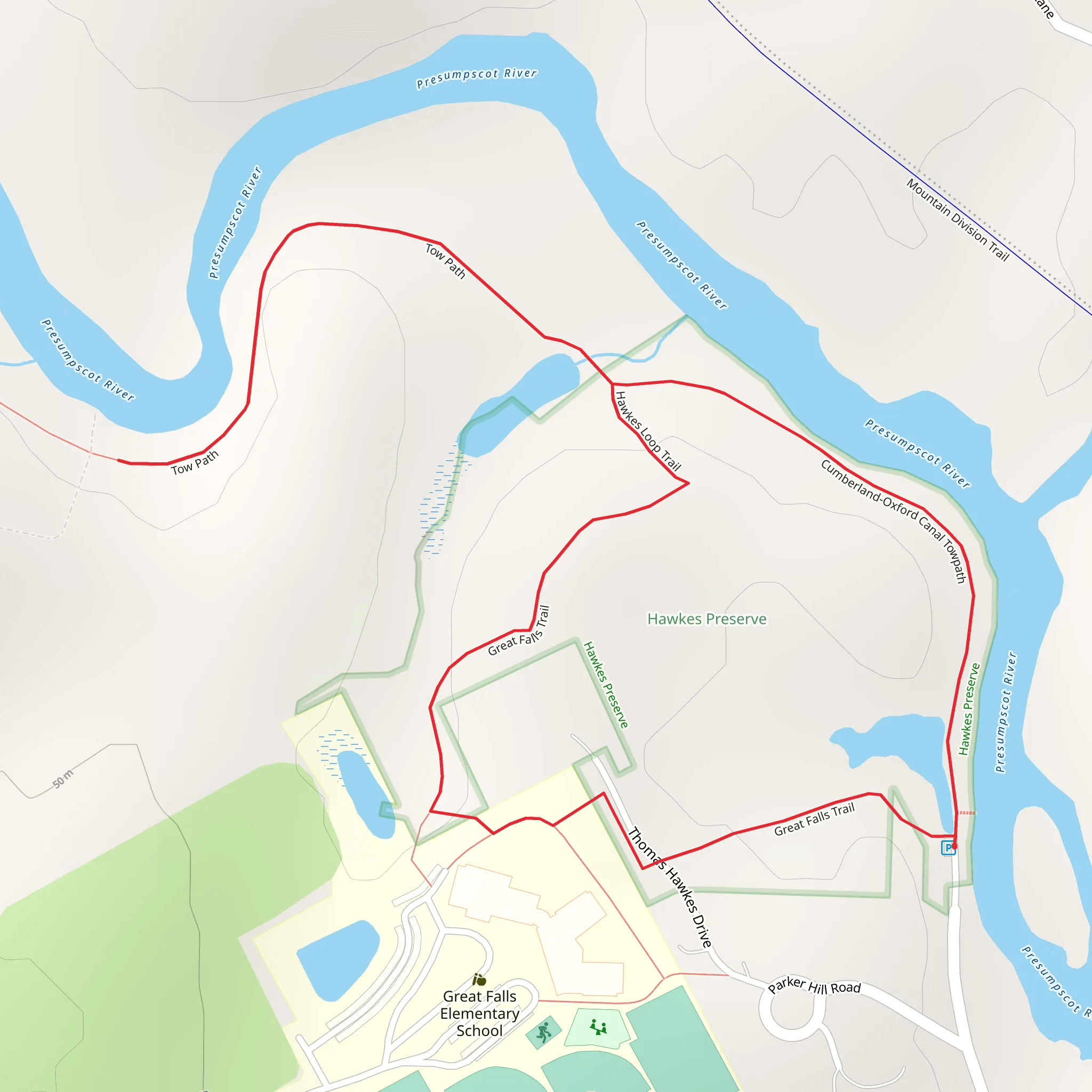 Great Falls Trail mobile static map
