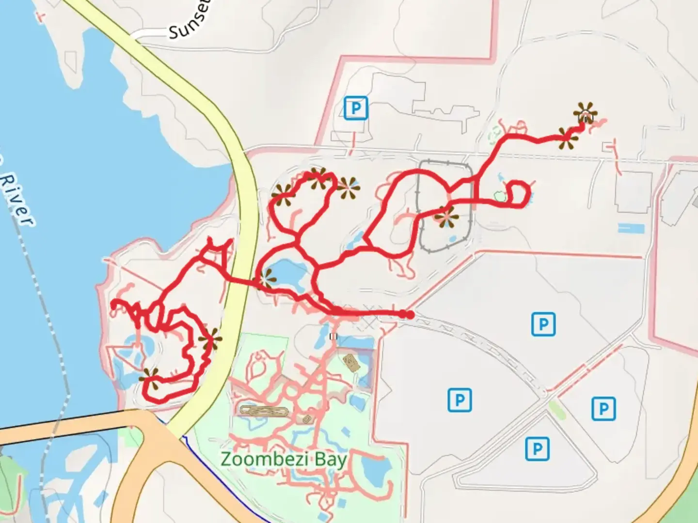 An image depicting the trail Conservation Lake, North America, Heart of America and Congo Expedition Loop and its surrounding area.