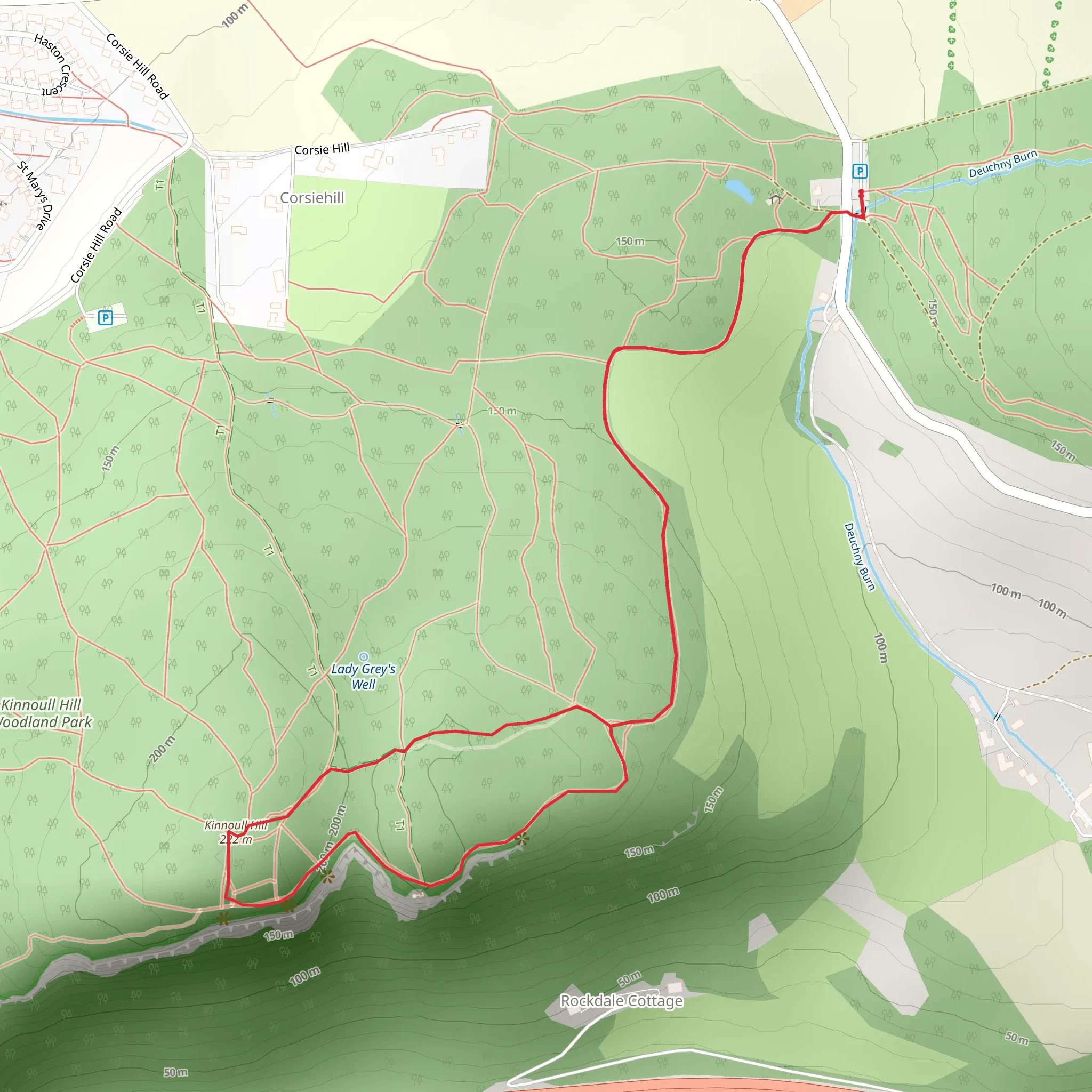 Kinnoull Hill via Tower Trail mobile static map