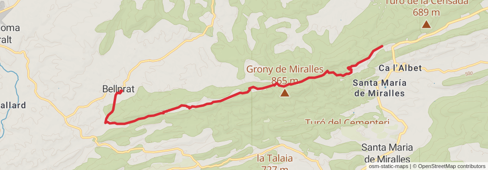 GR 172 De Bellprat to la Mussara stage 12 Map