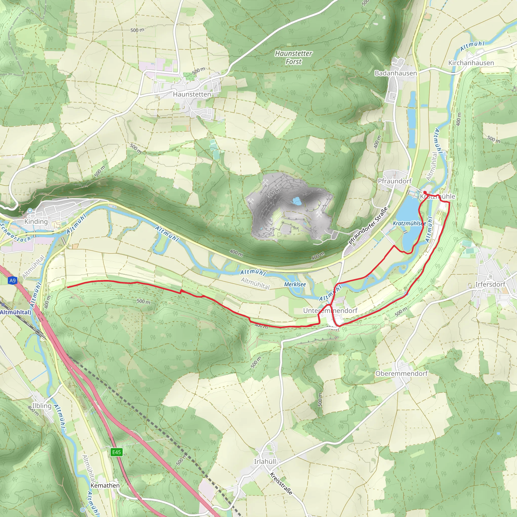 Kratzmühlesee via Kindinger Burgenweg mobile static map