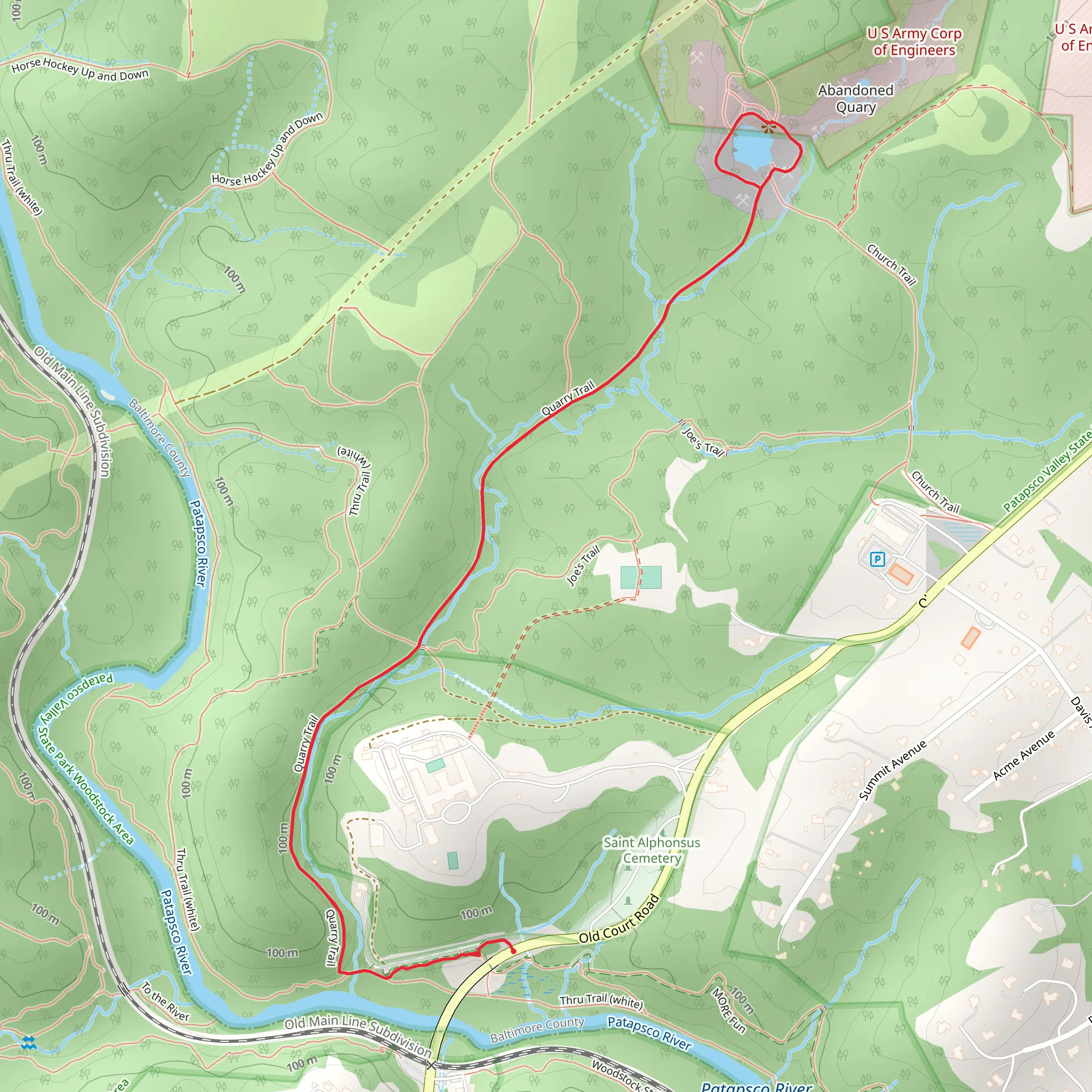 Old Quarry Lake via Quarry Lake mobile static map