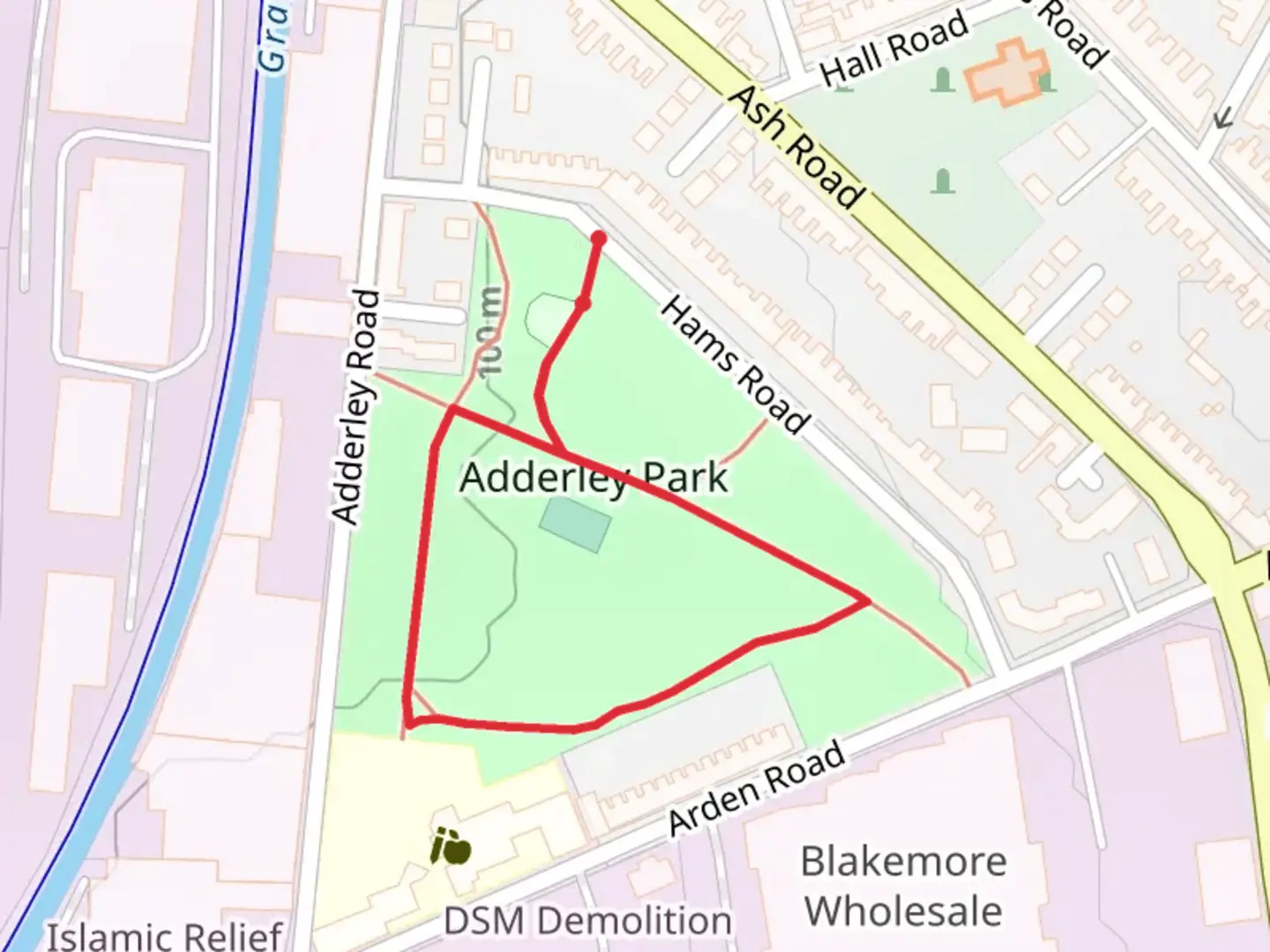 An image depicting the trail Adderley Park Loop and its surrounding area.