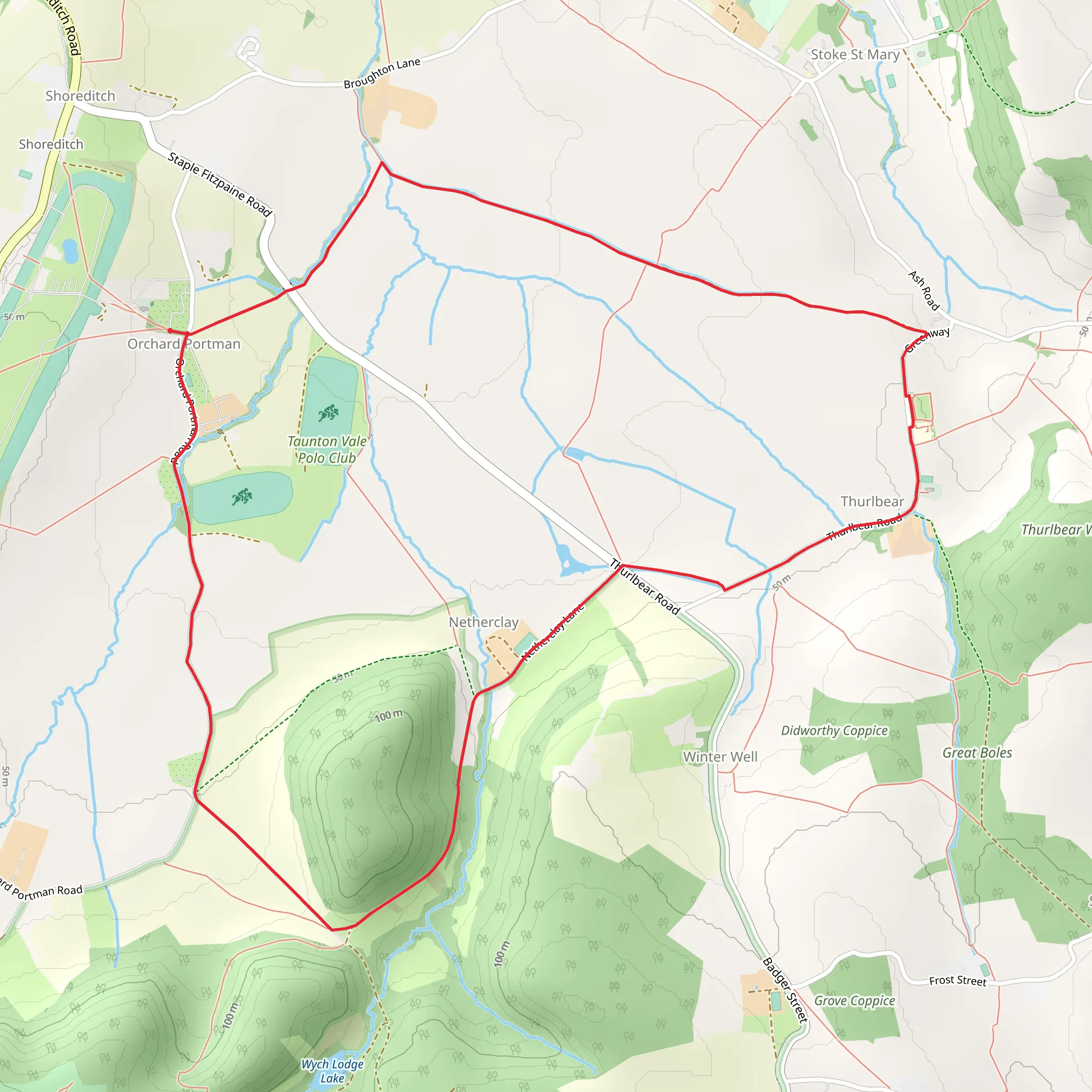 Herepath Trail and Staple Fitzpaine Loop mobile static map