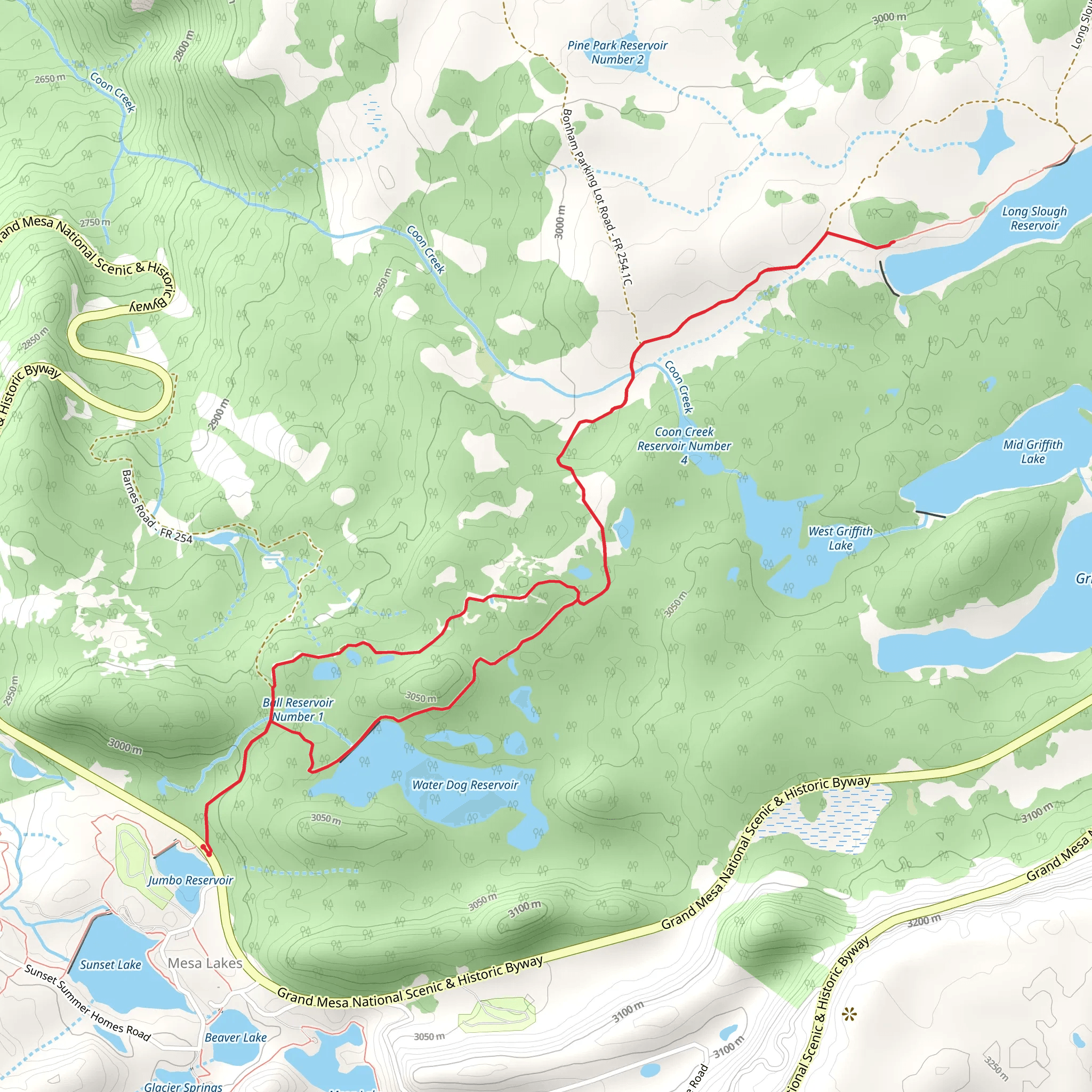 Water Dog Reservoir and Long Slough Reservoir via Crum Reservoir Trail mobile static map