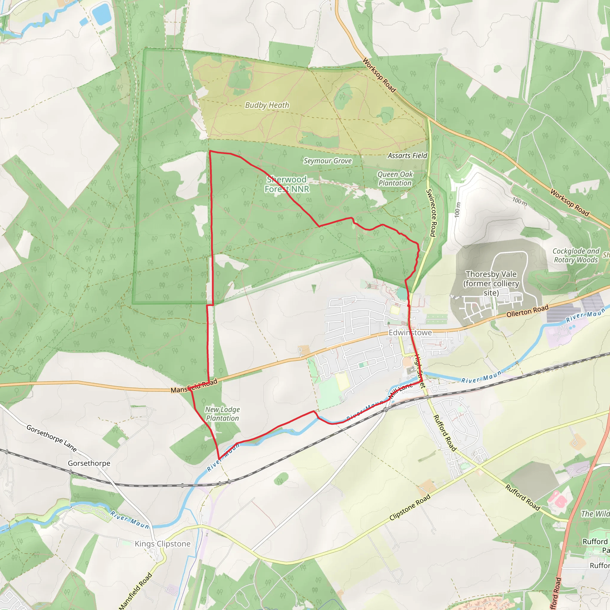 Edwinstowe and Sherwood Forest mobile static map