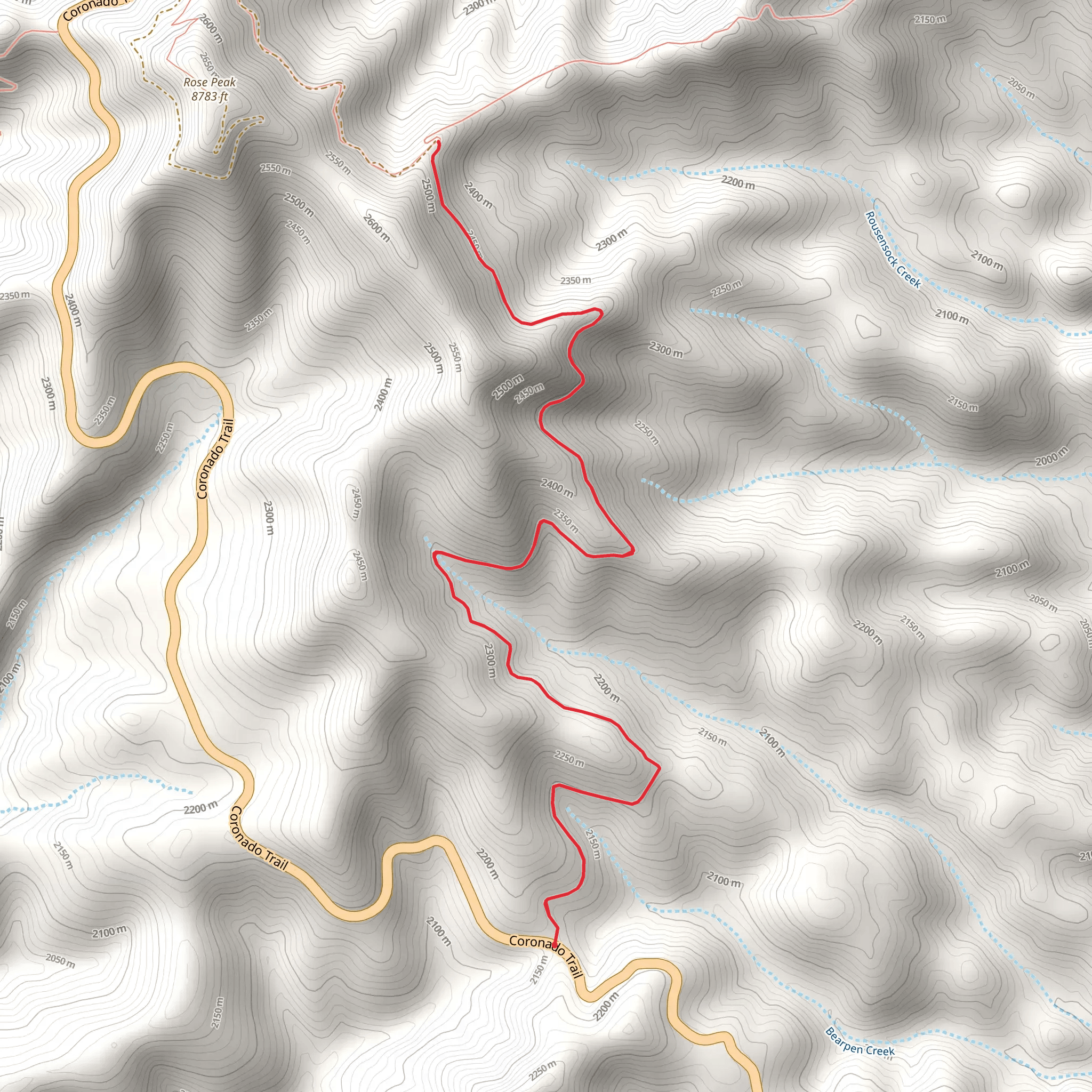 Bear Pen Springs Trail mobile static map