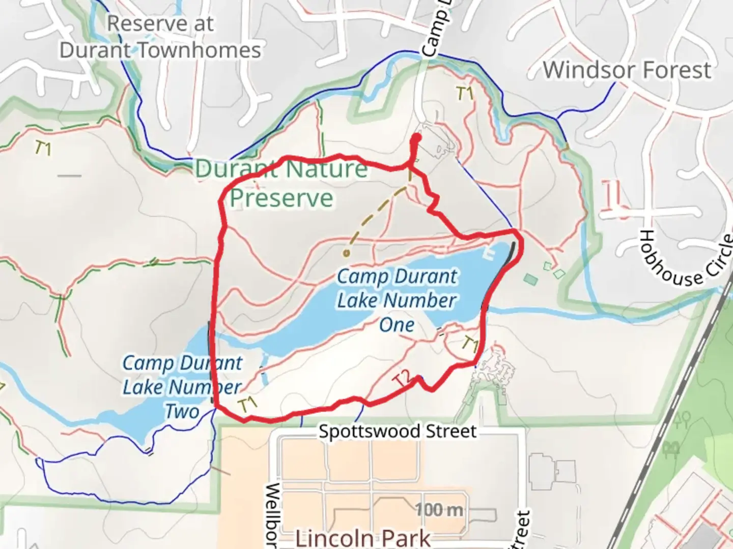 An image depicting the trail Durant Nature Park Loop and its surrounding area.