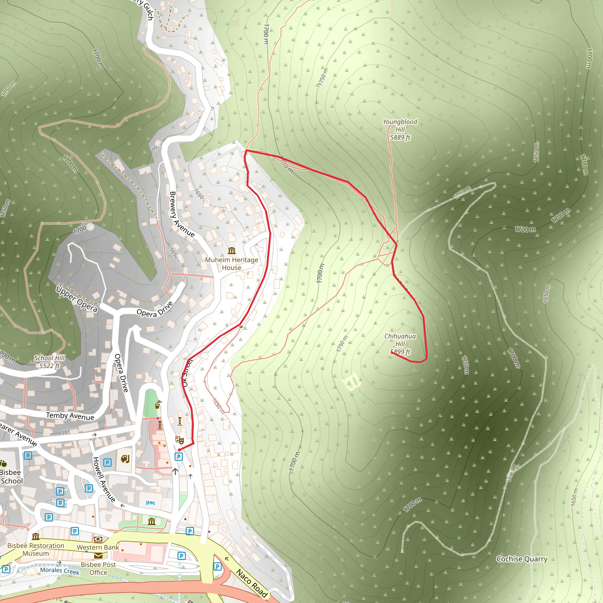 Chihuahua Hill Out and Back mobile static map