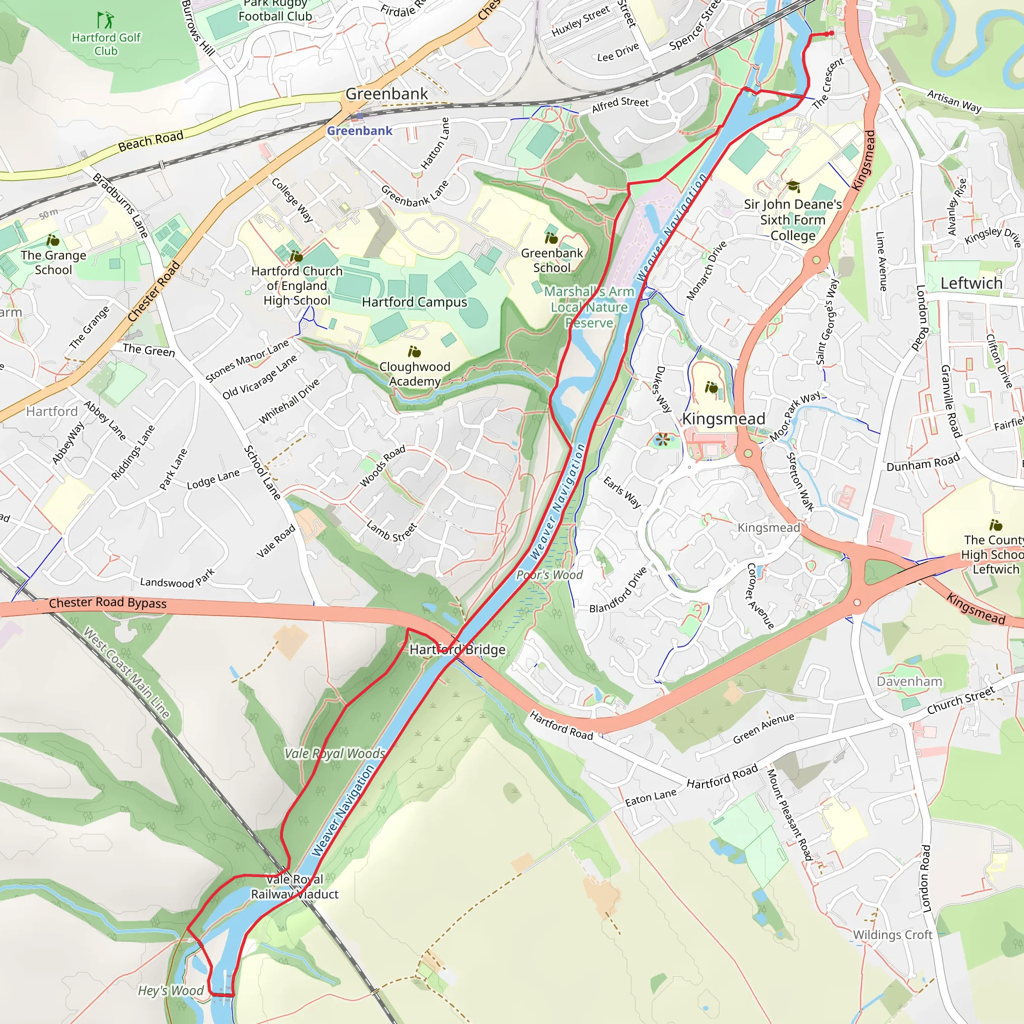Hunts Lock to Vale Royal Locks Loop - Northwich mobile static map