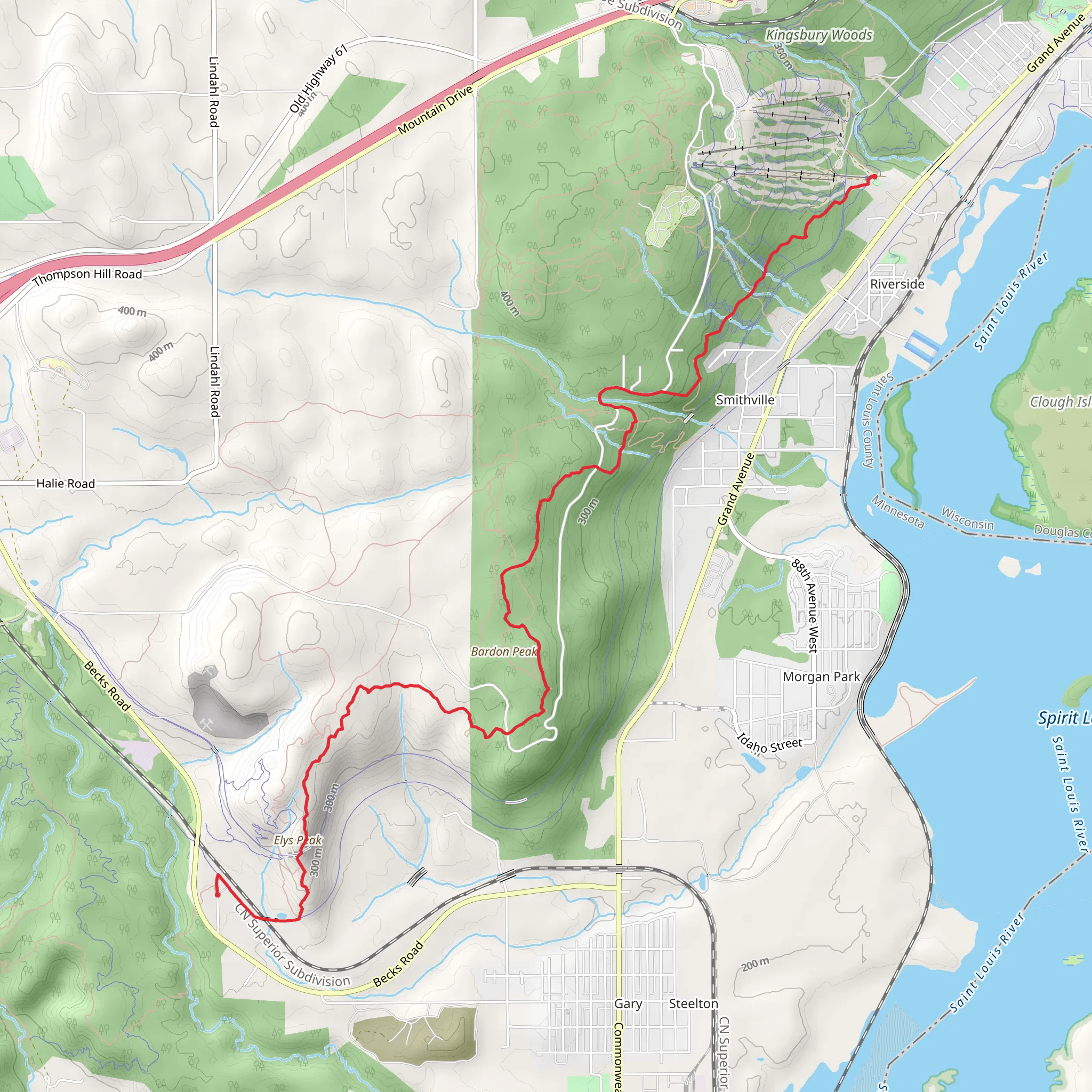 William Munger State and Superior Hiking Trail mobile static map