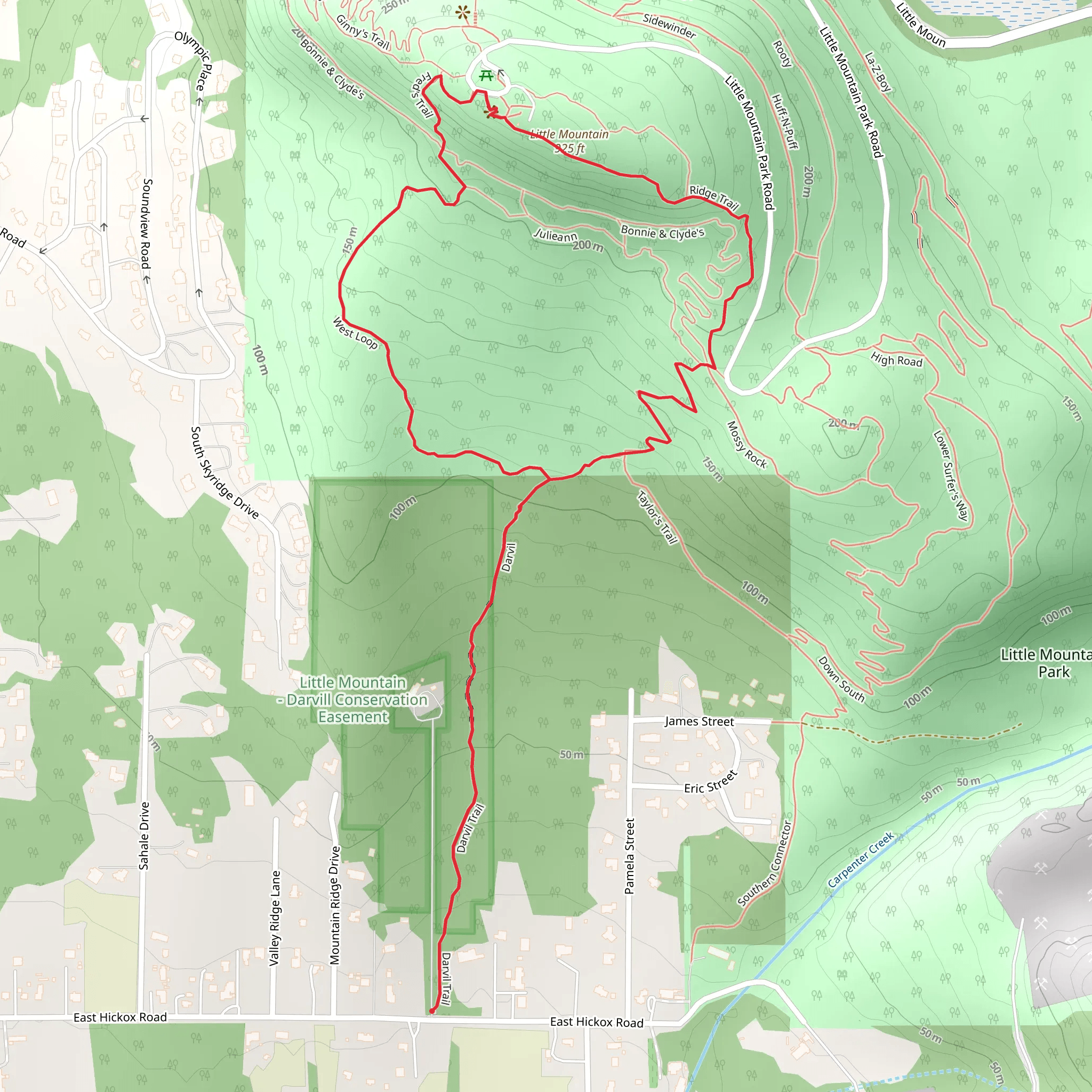Little Mountain Loop via Darvil Trail mobile static map