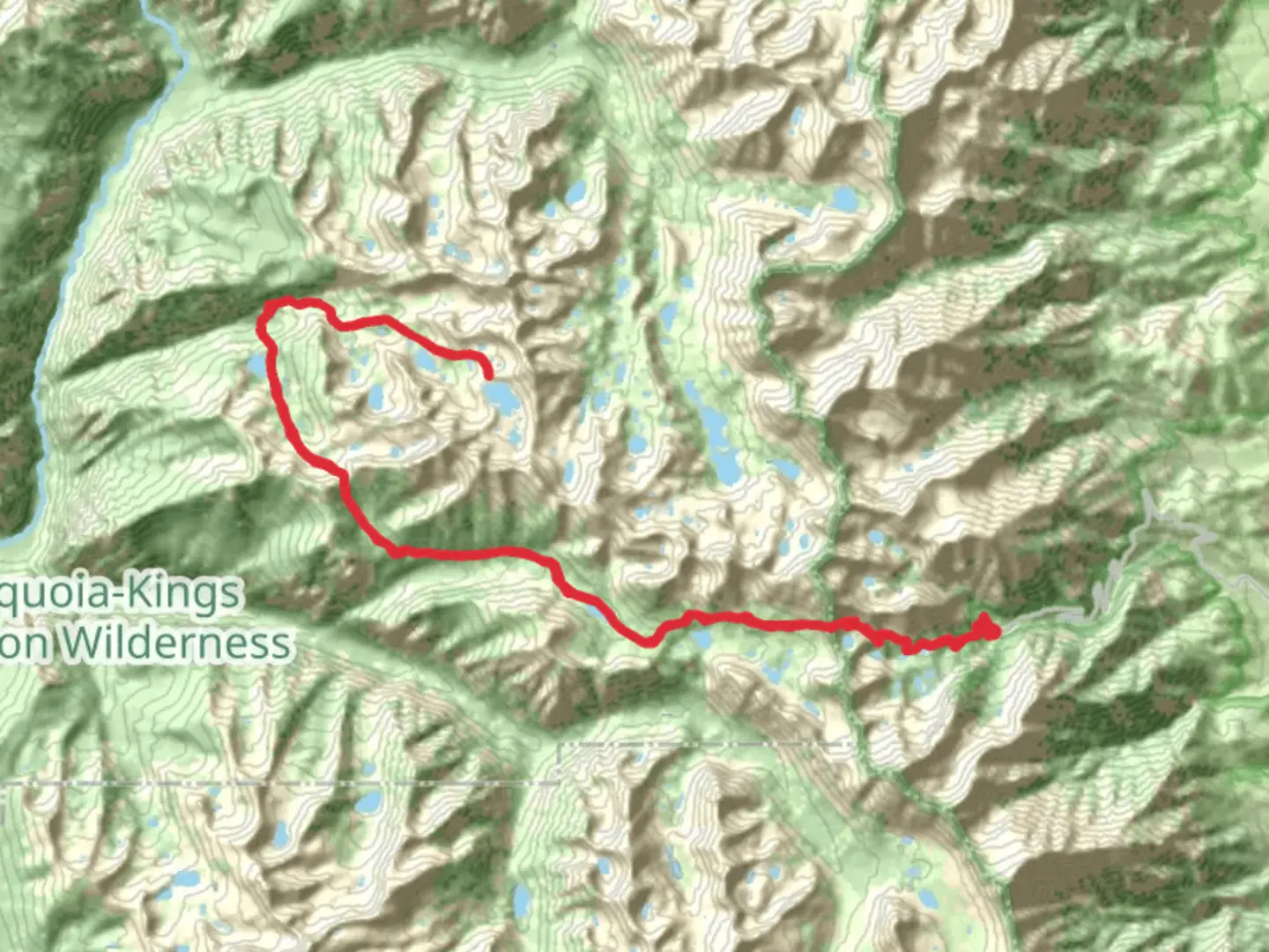 An image depicting the trail Gardiner Lakes, Gardiner Pass via Kearsarge Pass Trail and its surrounding area.
