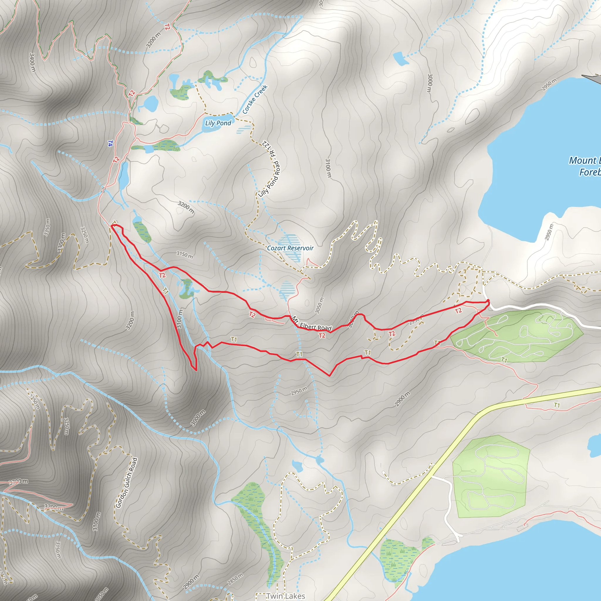 Continental Divide Trail and Colorado Trail Loop - Mount Elbert Forebay mobile static map