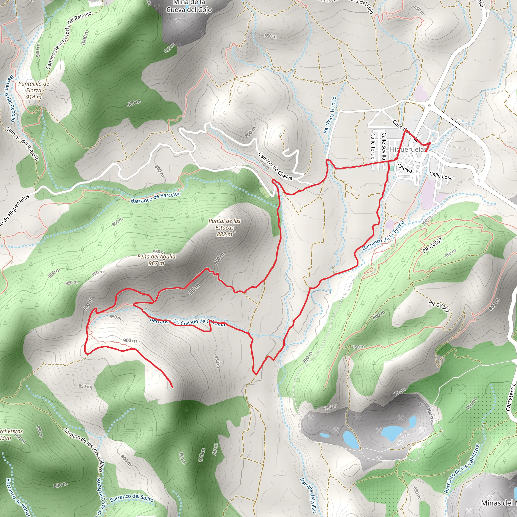 Route of the Peña del Rodeno PR CV 393 mobile static map