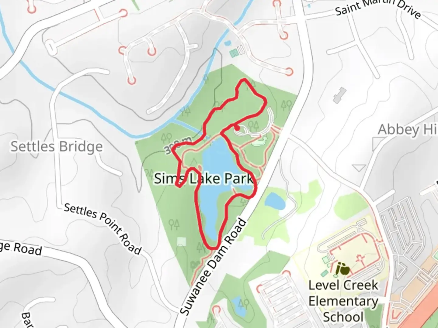 An image depicting the trail Sims Lake Loop and its surrounding area.