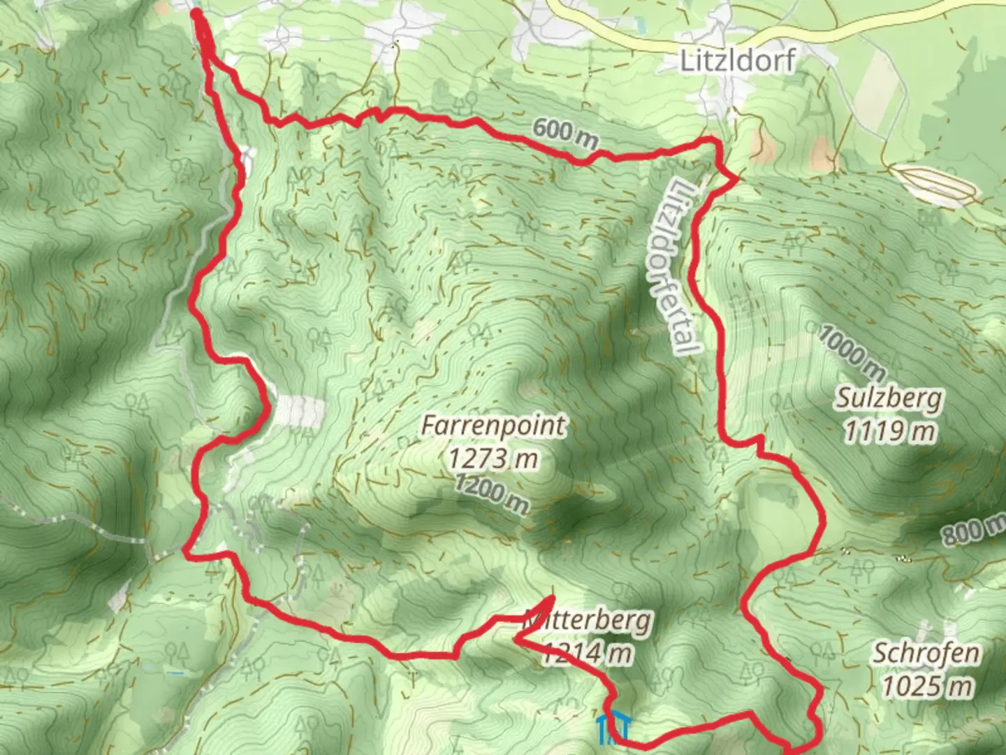 An image depicting the trail Altofing Loop via Mitterberg and its surrounding area.