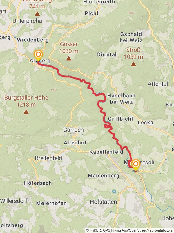 Great Raabklamm Gorge Trail mobile static map