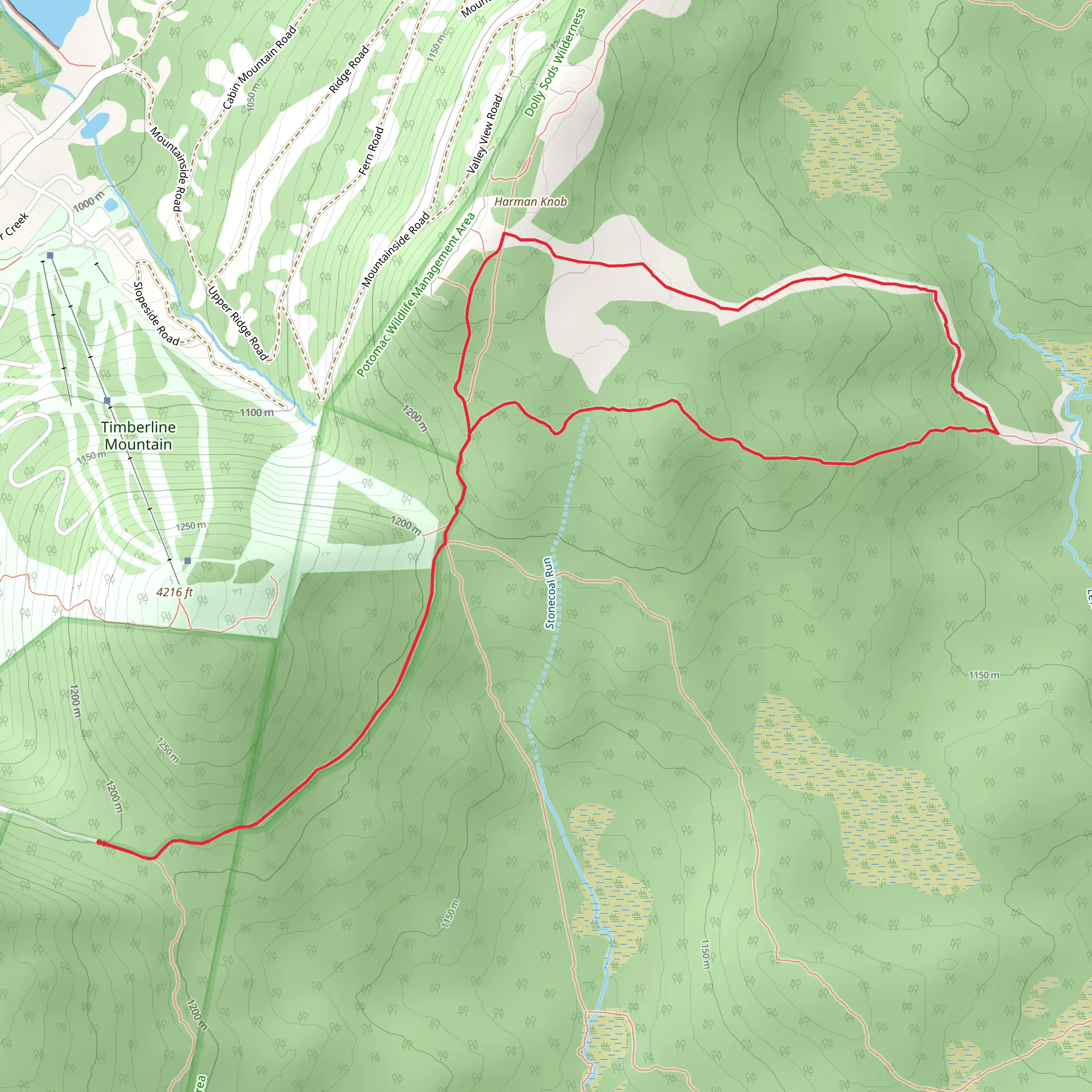Harman Trail and Blackbird Knob Loop Trail mobile static map