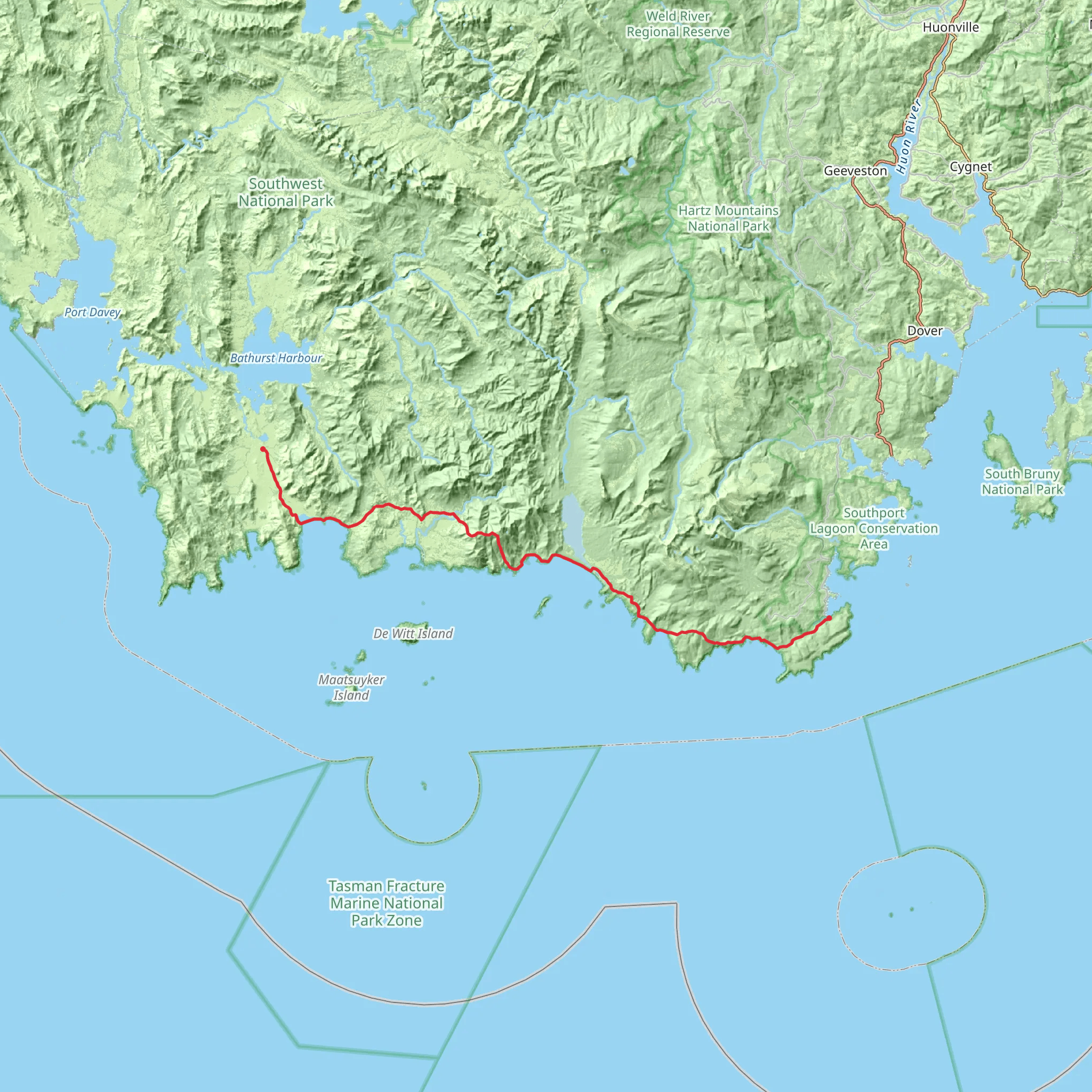 South Coast Track mobile static map