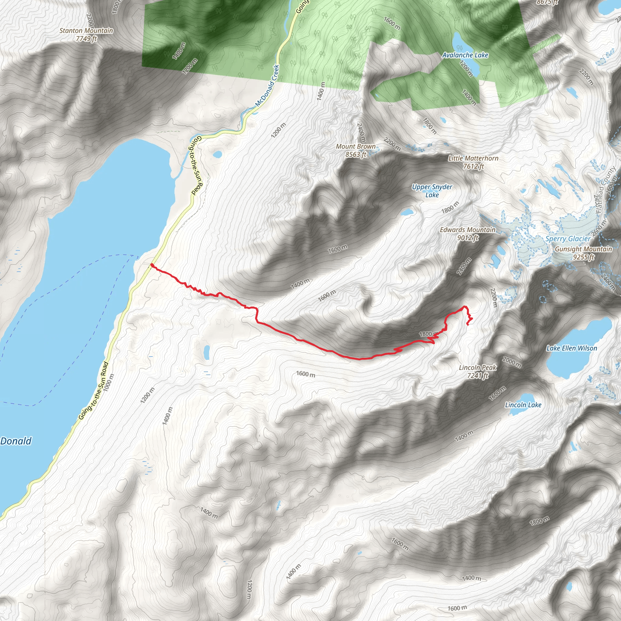 Sperry Chalet via Gunsight Pass mobile static map