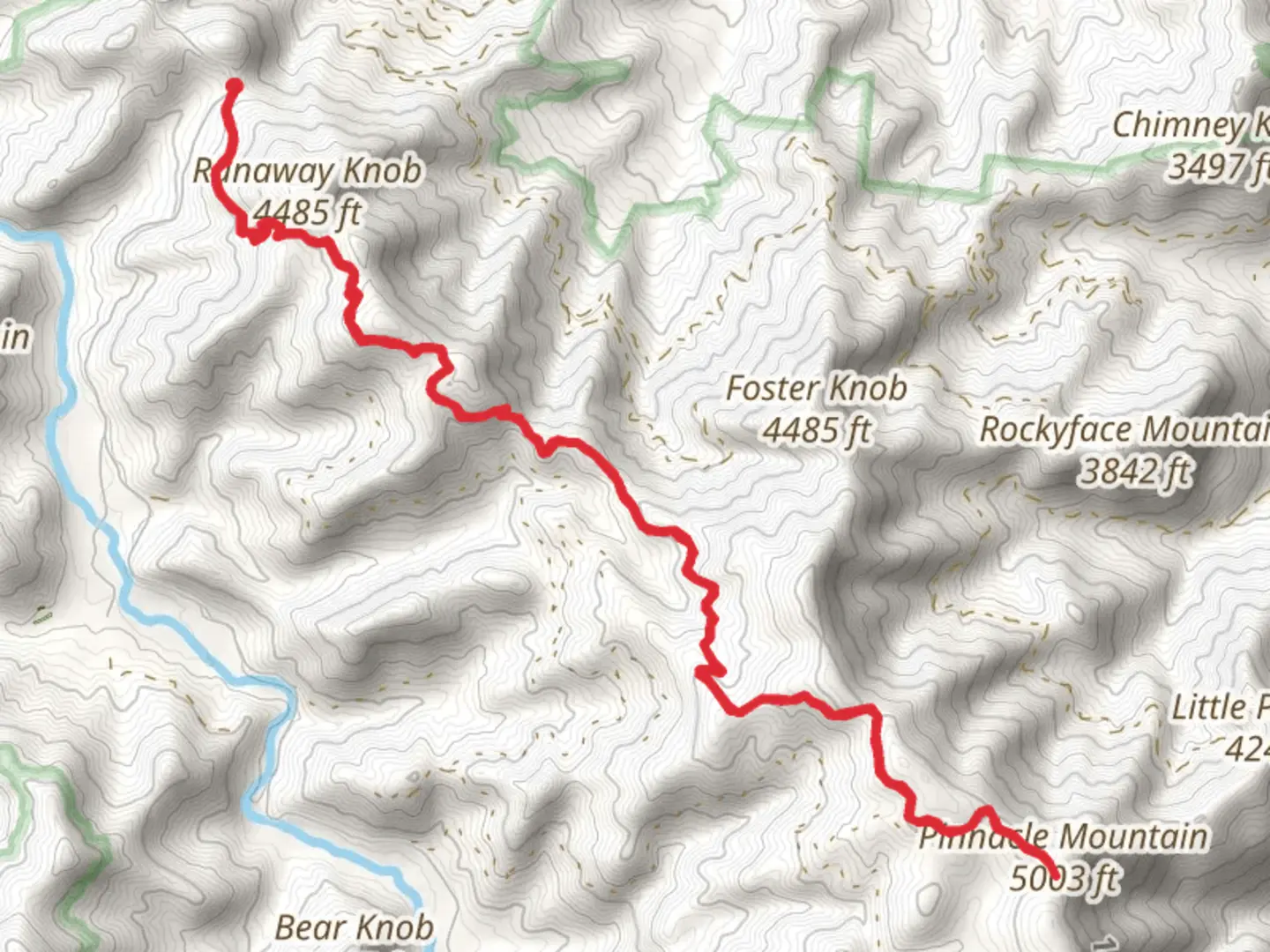 An image depicting the trail Pinnacle Mountain via Appalachian Trail and its surrounding area.