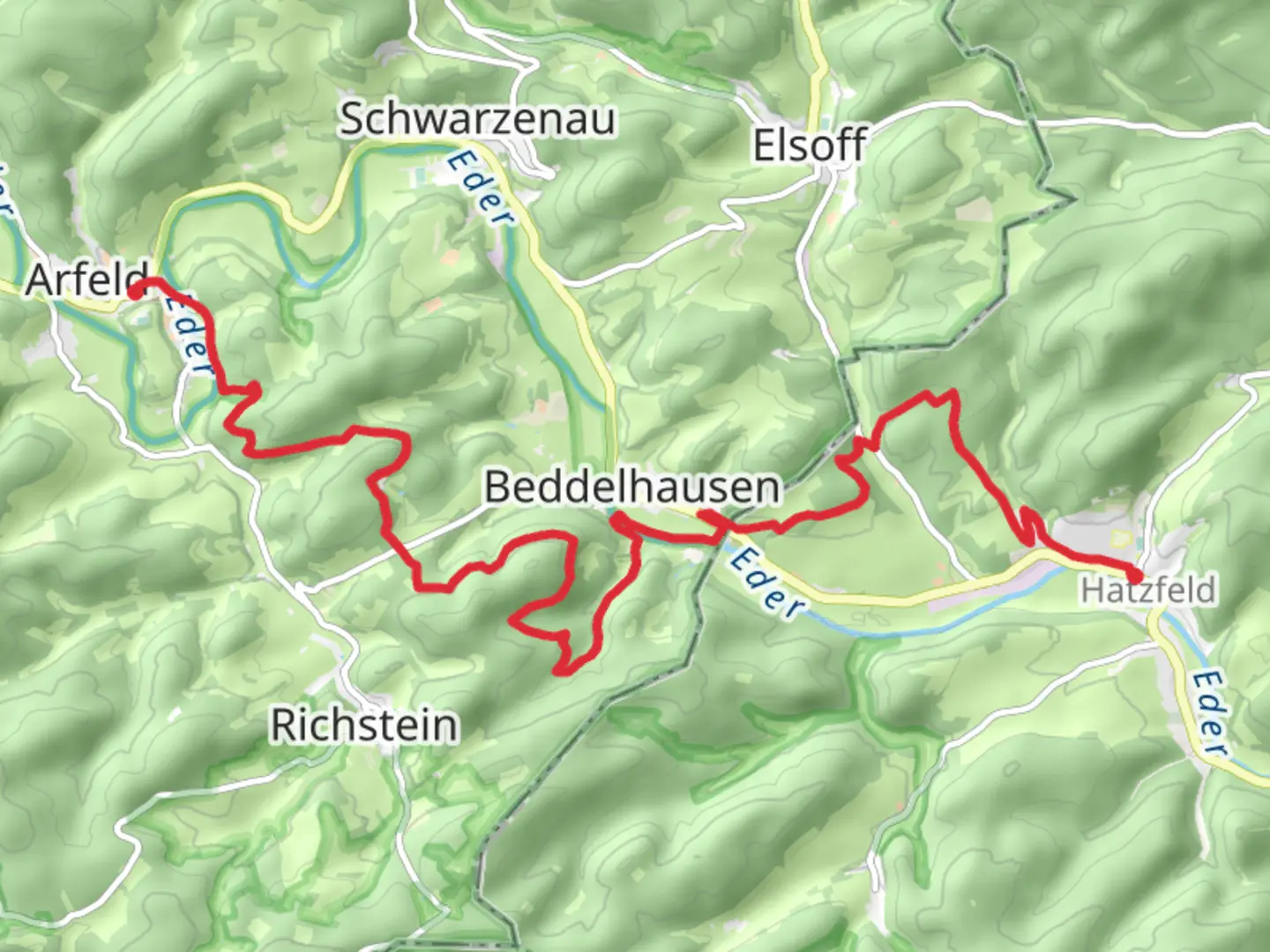 An image depicting the trail Arfeld to Hatzfeld Walk and its surrounding area.