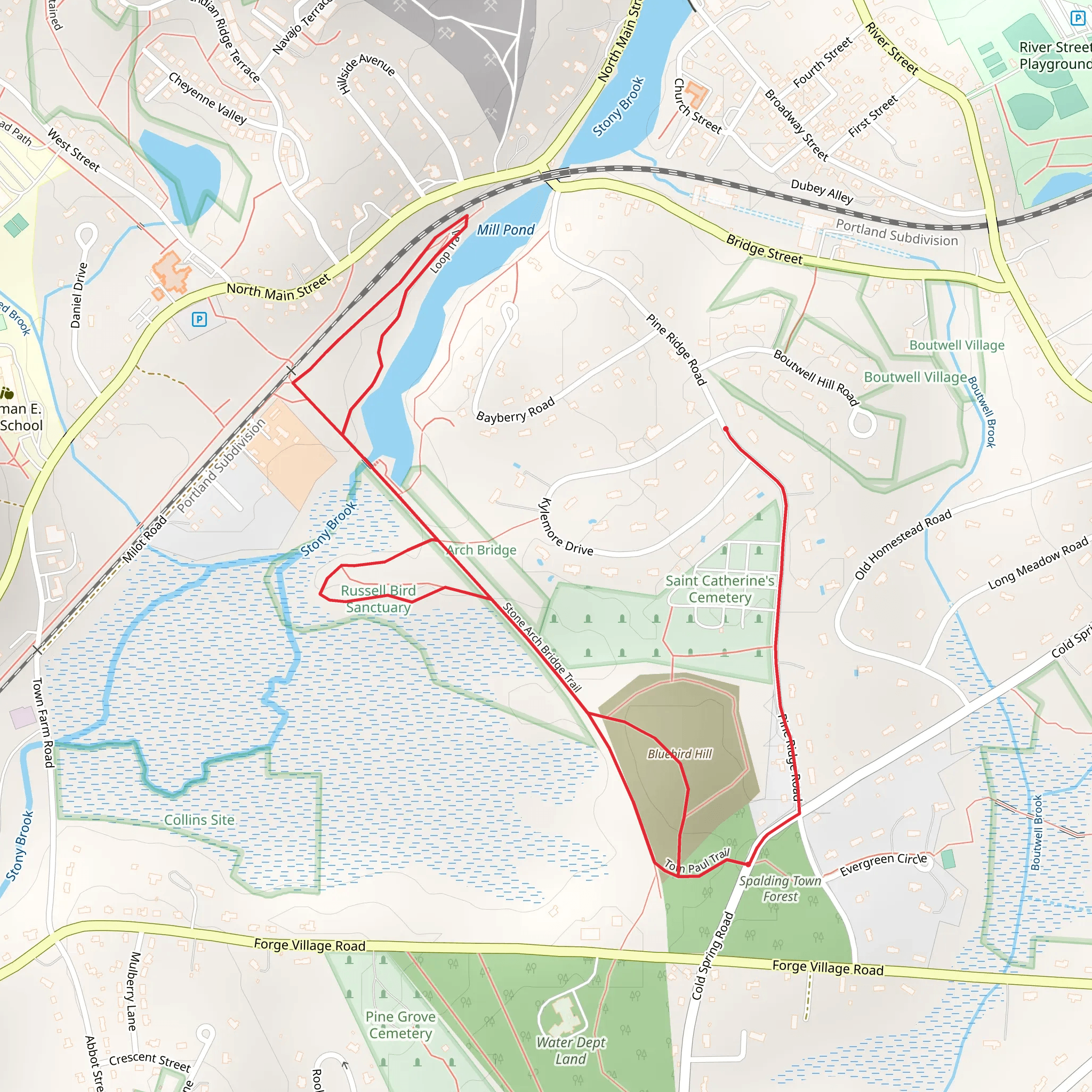 Bluebird Hill and Mill Pond Loop via Tom Paul Trail mobile static map