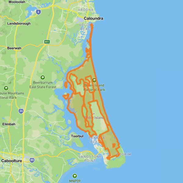 Bribie Island National Park mobile static map