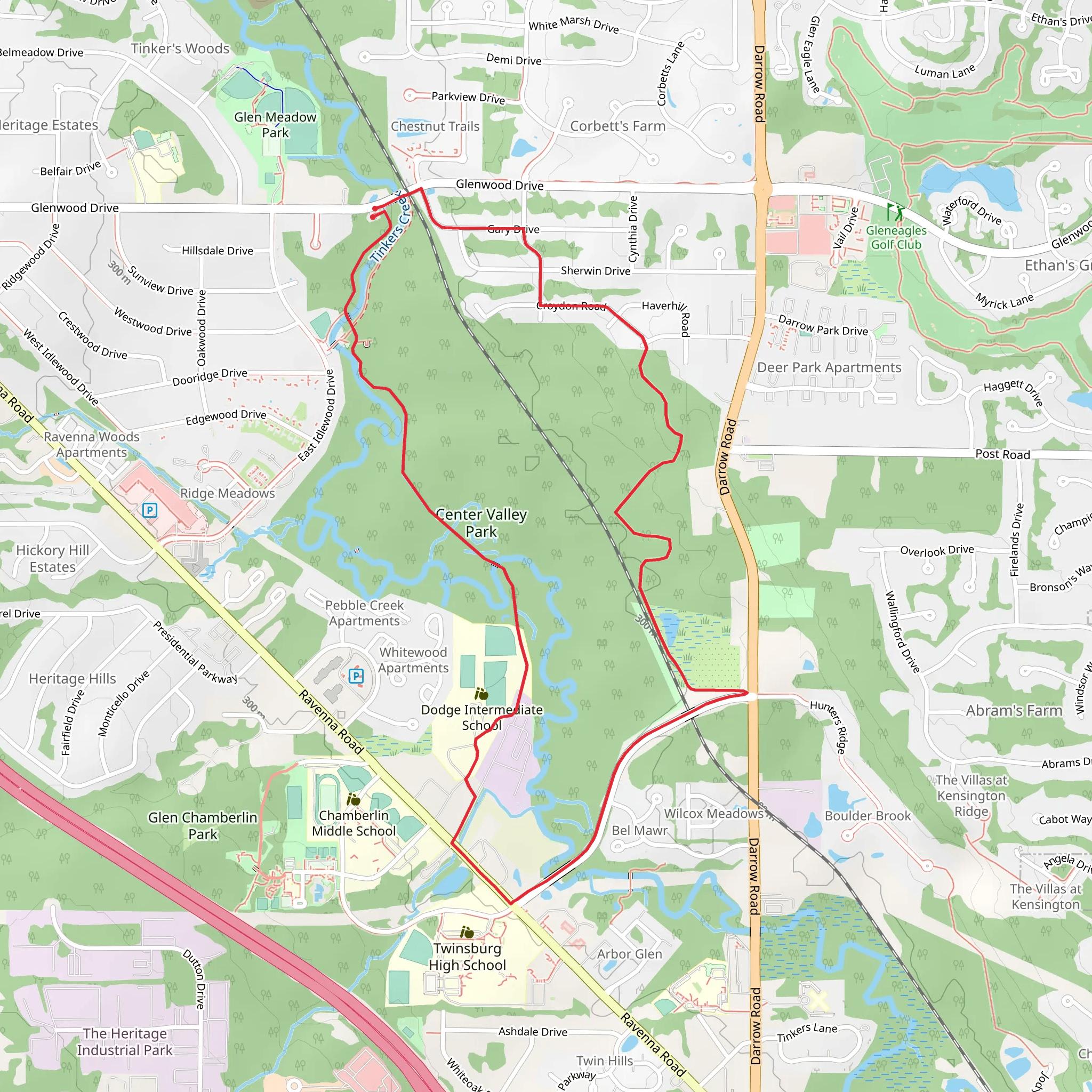 Center Valley Park Loop mobile static map