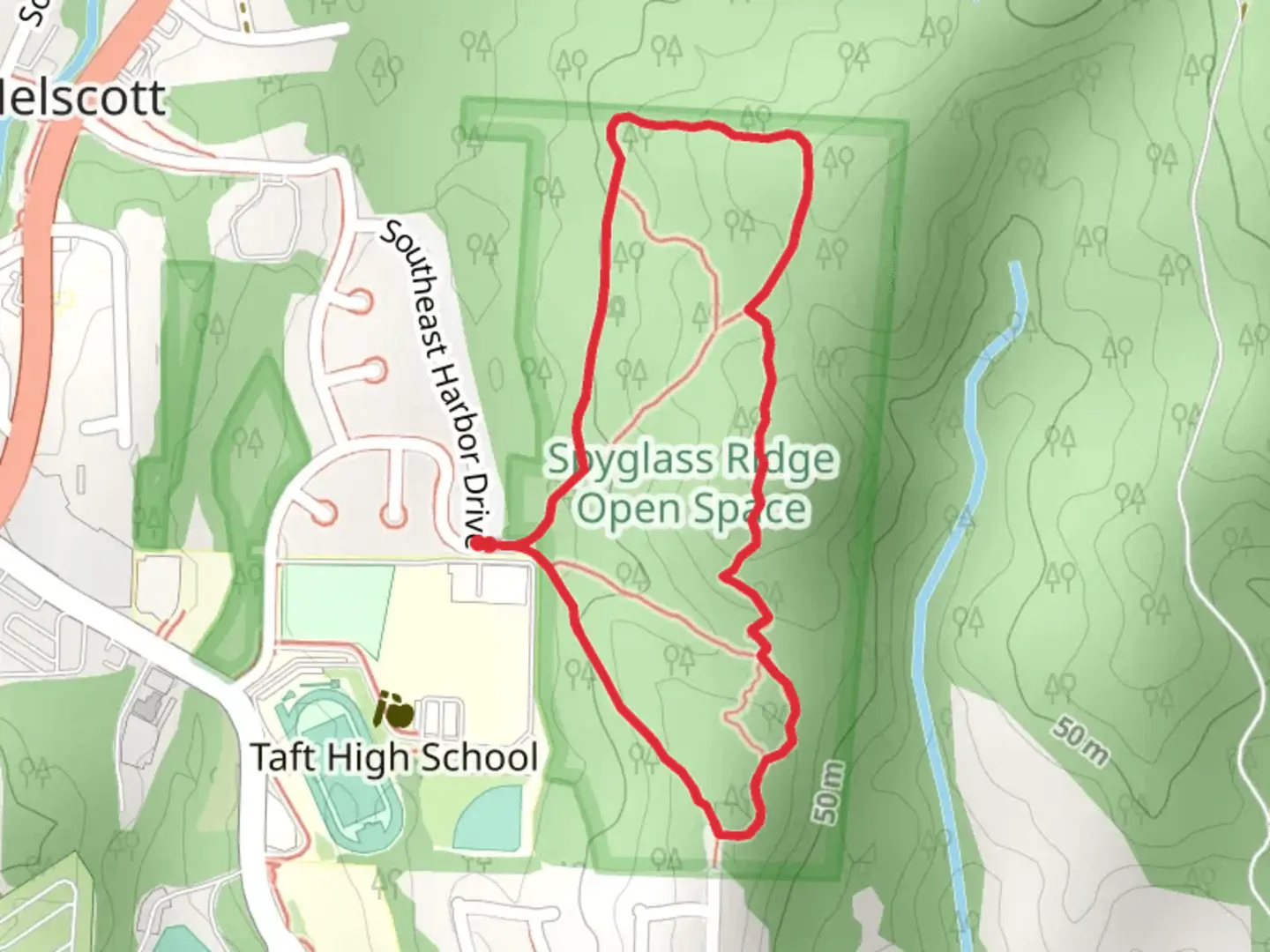 An image depicting the trail Southeast Harbor Road Loop and its surrounding area.