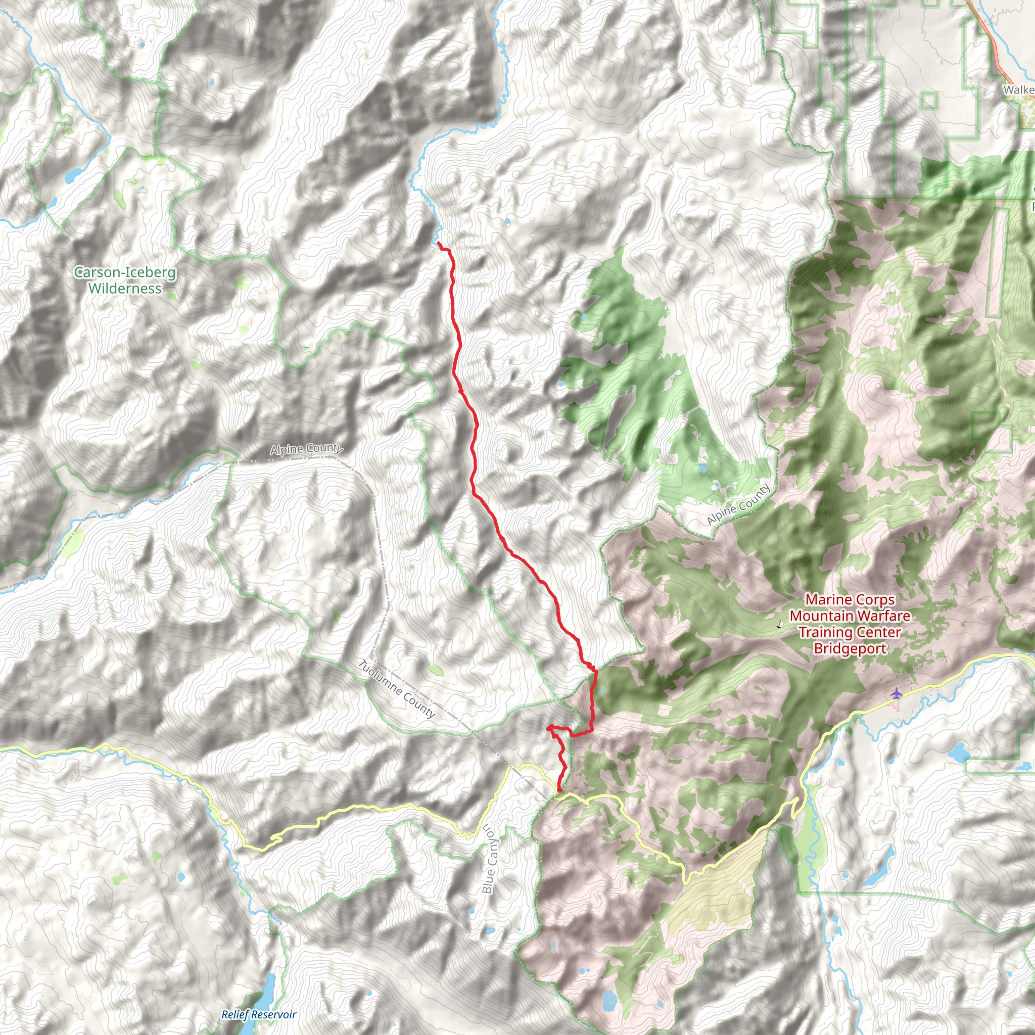 White Canyon Route via Pacific Crest National Scenic Trail mobile static map
