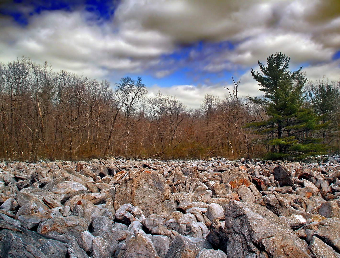 An image depicting the trail Devils Potato Patch Loop Trail and its surrounding area.