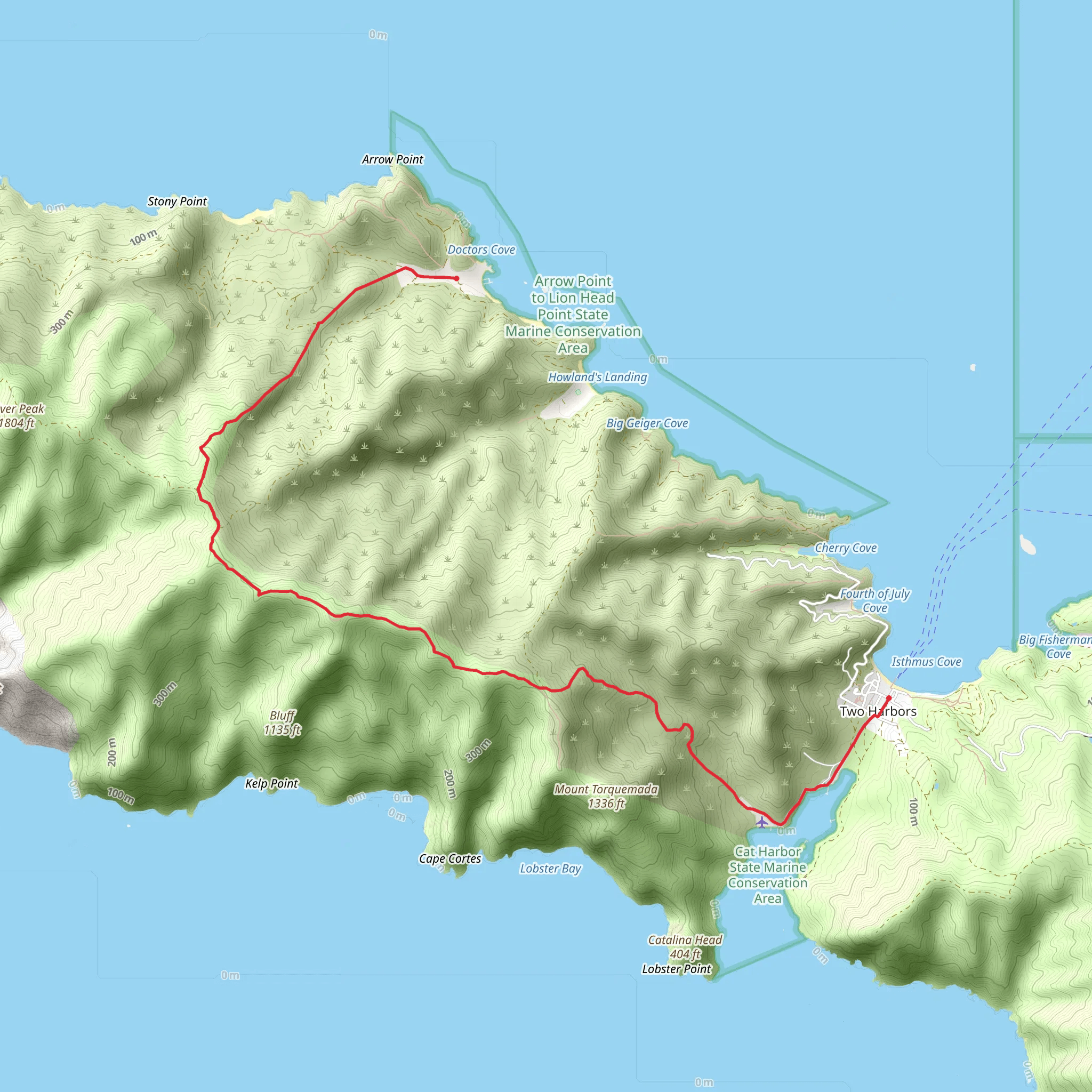 Trans Catalina Horseshoe TRail from Emerald Bay mobile static map