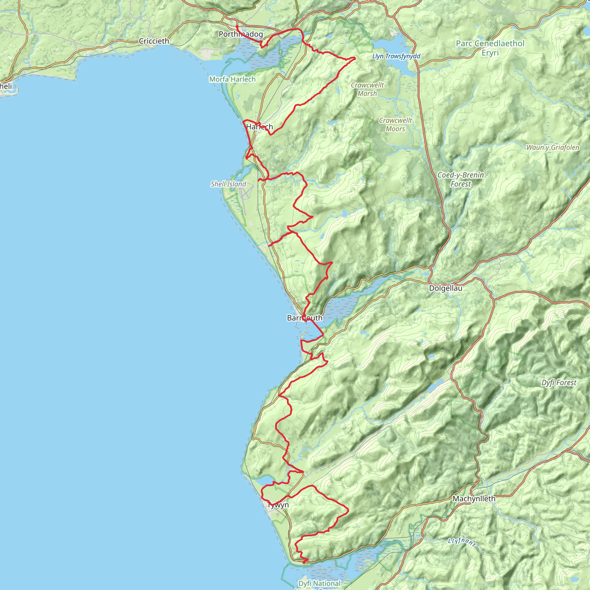 Aberdovey to Porthmadog Walk mobile static map