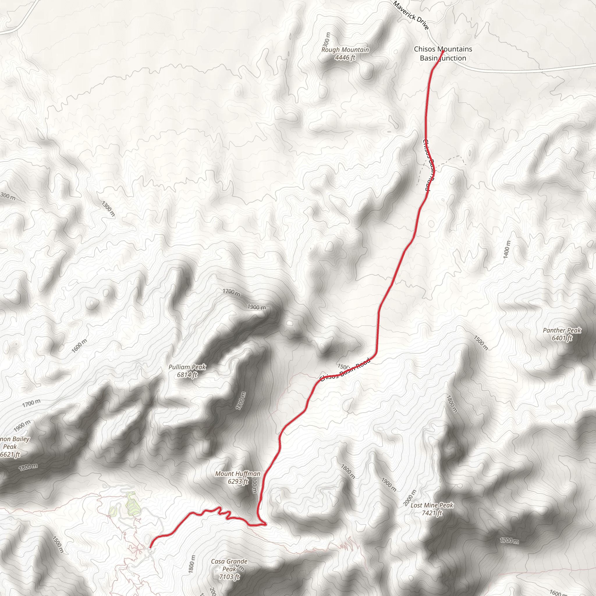 Chisos Basin Road Trail mobile static map