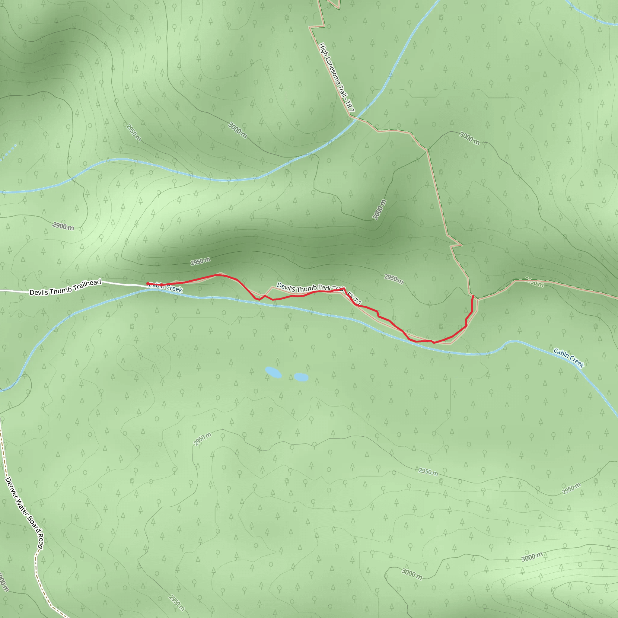 Devil’s Thumb Park Trail mobile static map