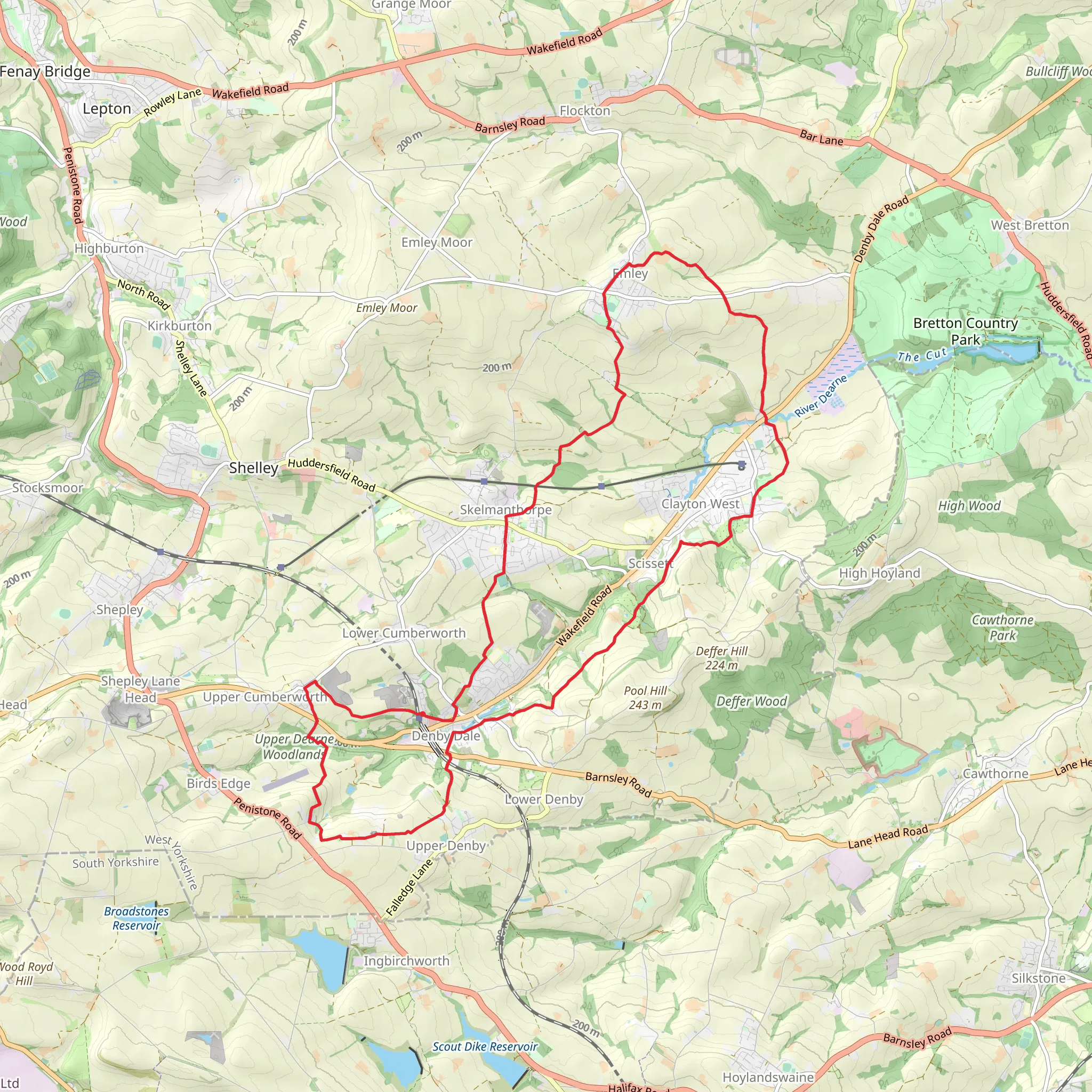 Denby Dale Round Walk mobile static map