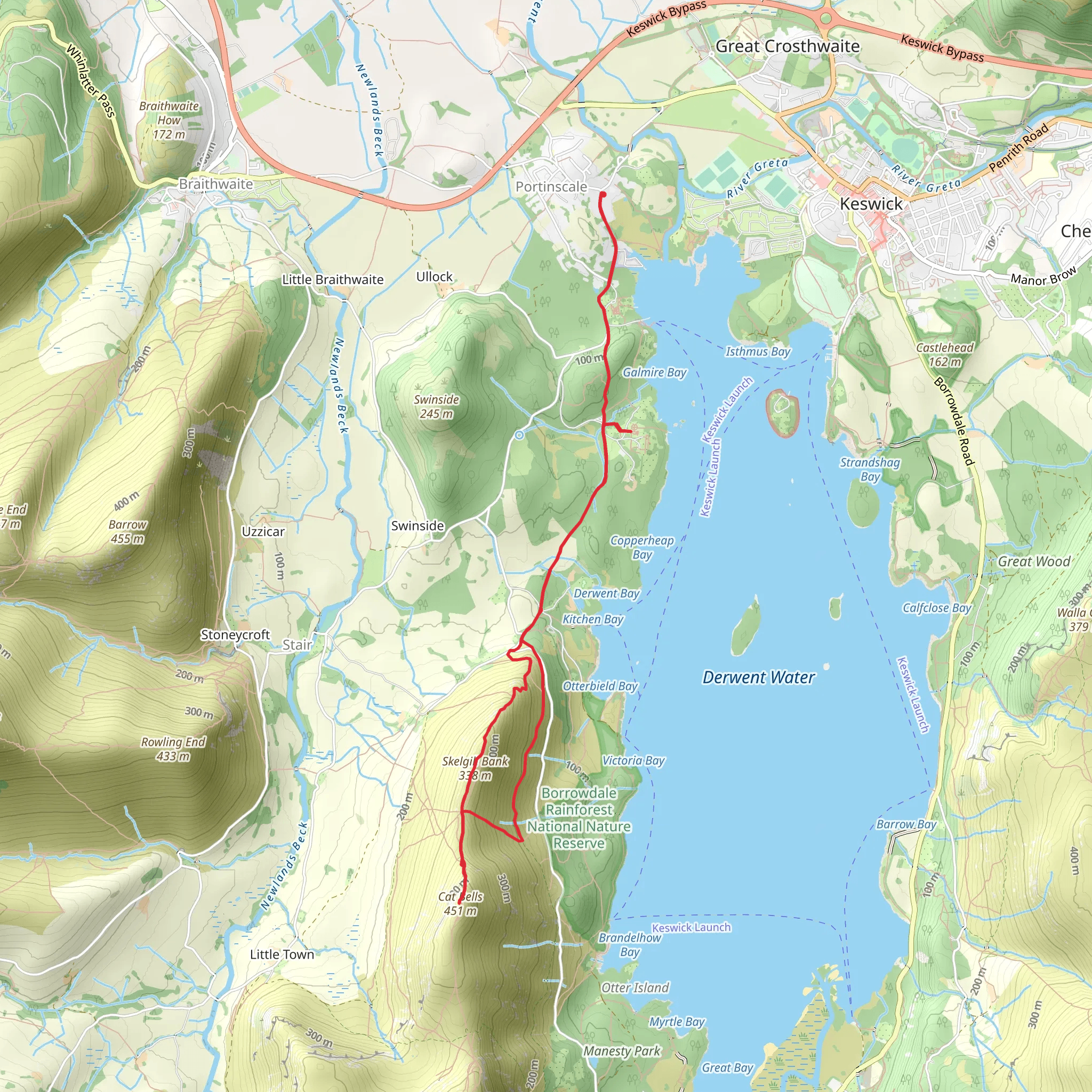 The Lingholm House and Cat Bells Walk - Portinscale mobile static map